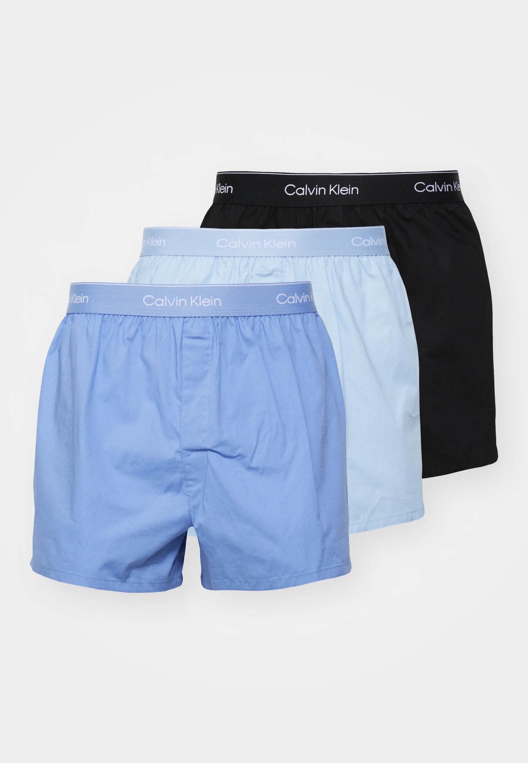 Calvin Klein Icon Cotton Stretch Slim Boxer Shorts – 3 Pack – Black, Glacier, Blue