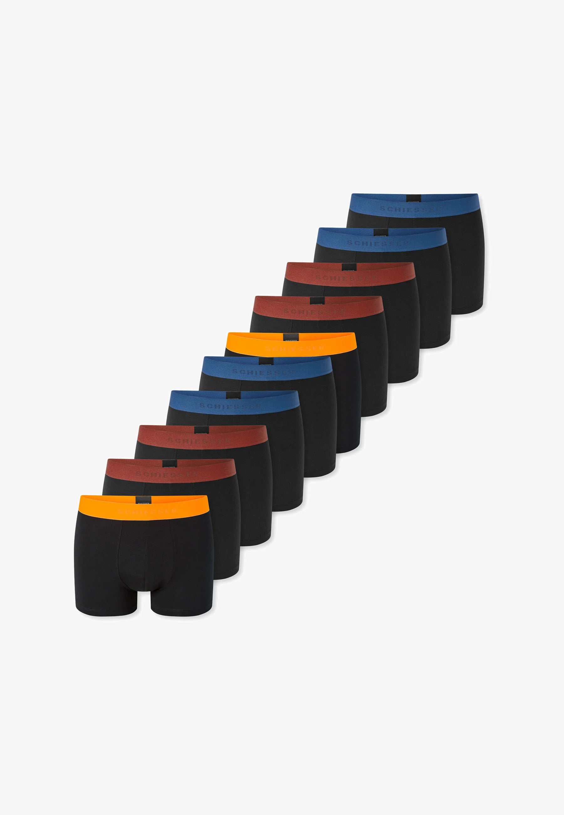 Schiesser 95 5 10 Pack Trunks – Black, Blue, Red