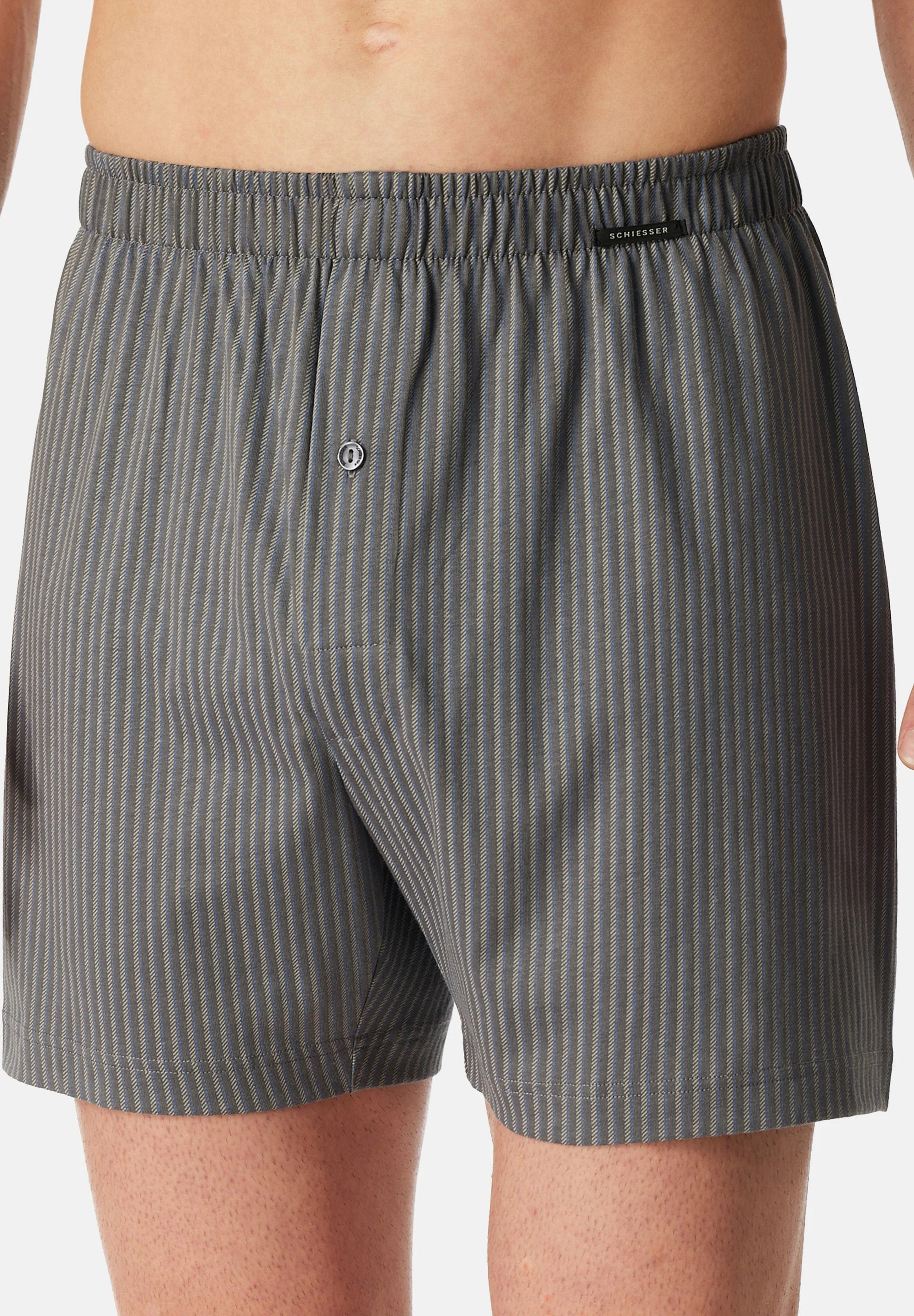 Schiesser Lot de 4 boxers classiques en coton – Noir, Gris
