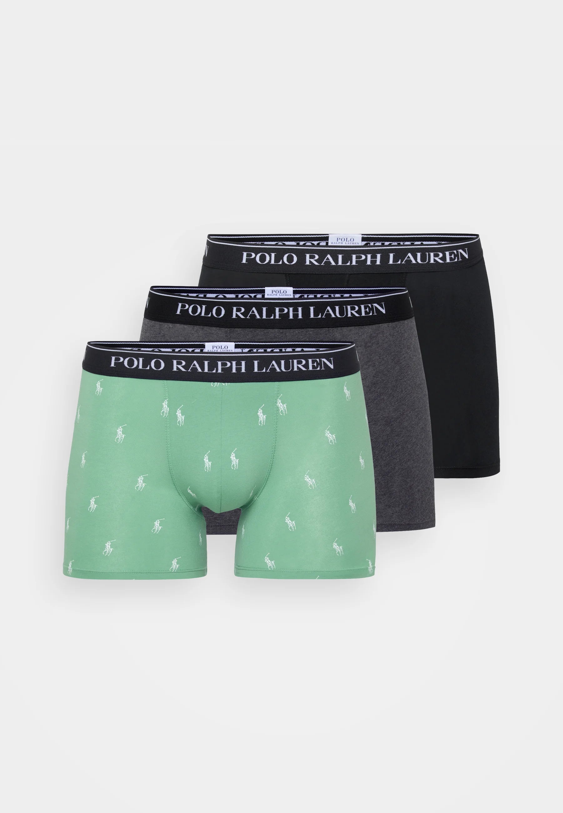 Polo Ralph Lauren Boxer en coton stretch – Lot de 3 – Vert, Gris, Noir