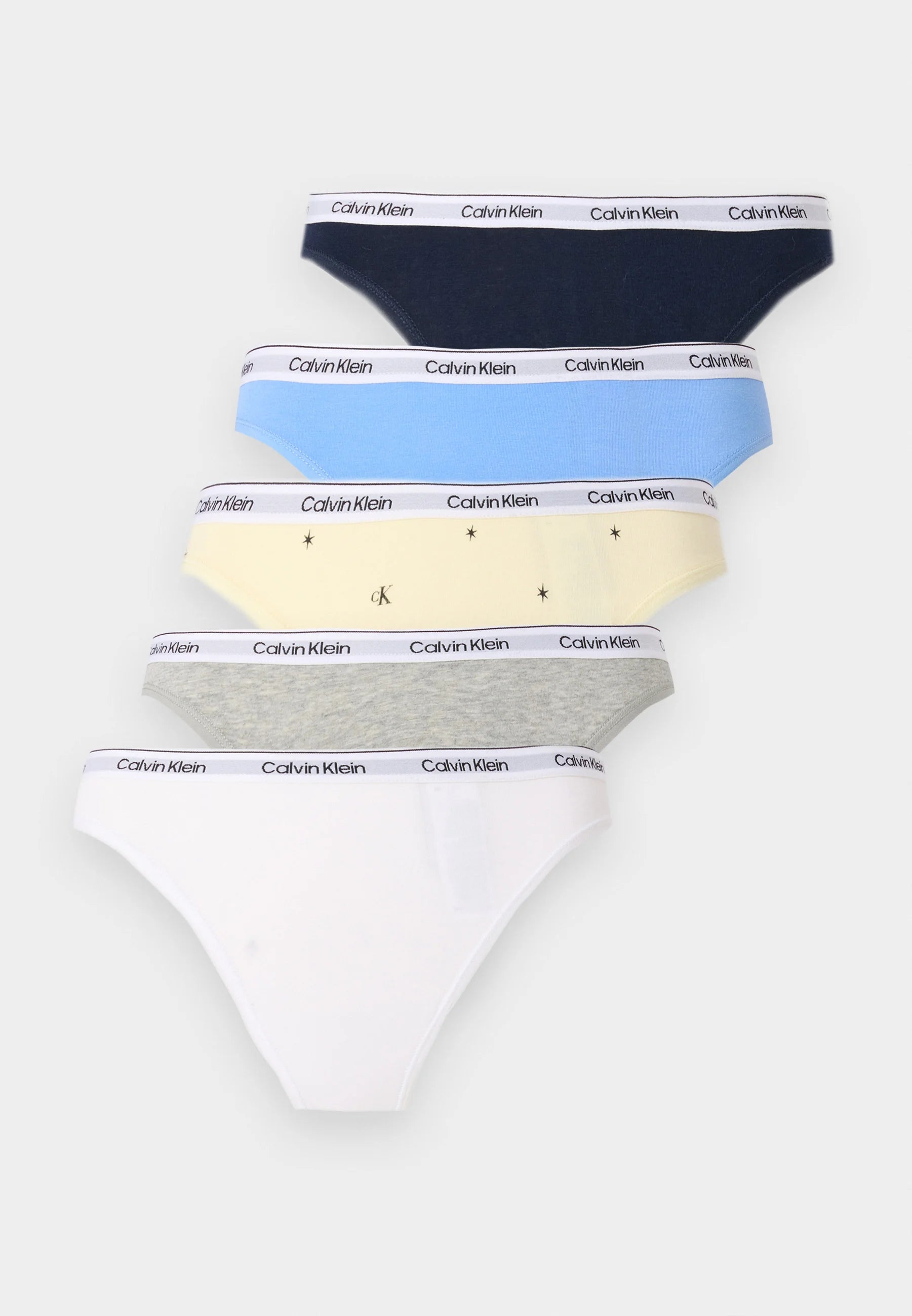 Zestaw 5 stringów Calvin Klein Icon Logo – Shoreline, Blue Descent, Grey Heather