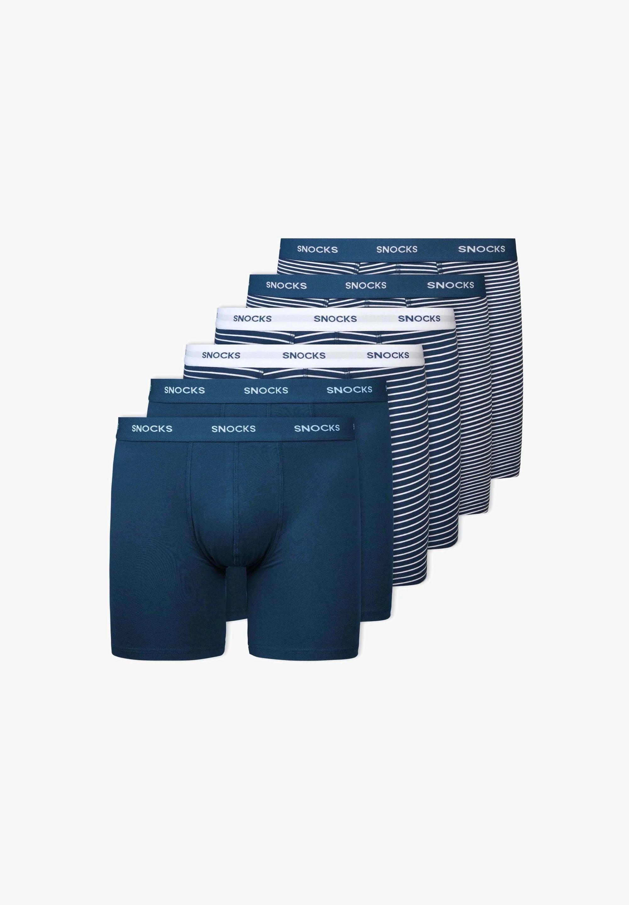 SNOCKS Boxer à jambe longue – Ensemble à rayures bleues