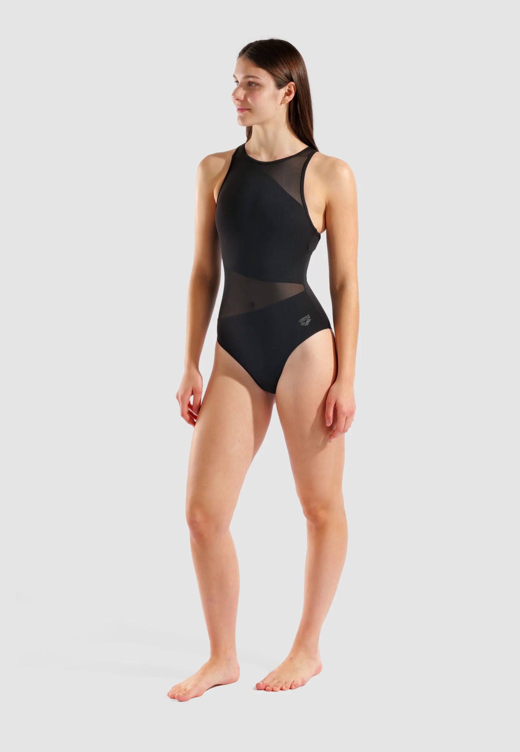 Costume da bagno intero Arena Mesh con spacco sul retro - Nero