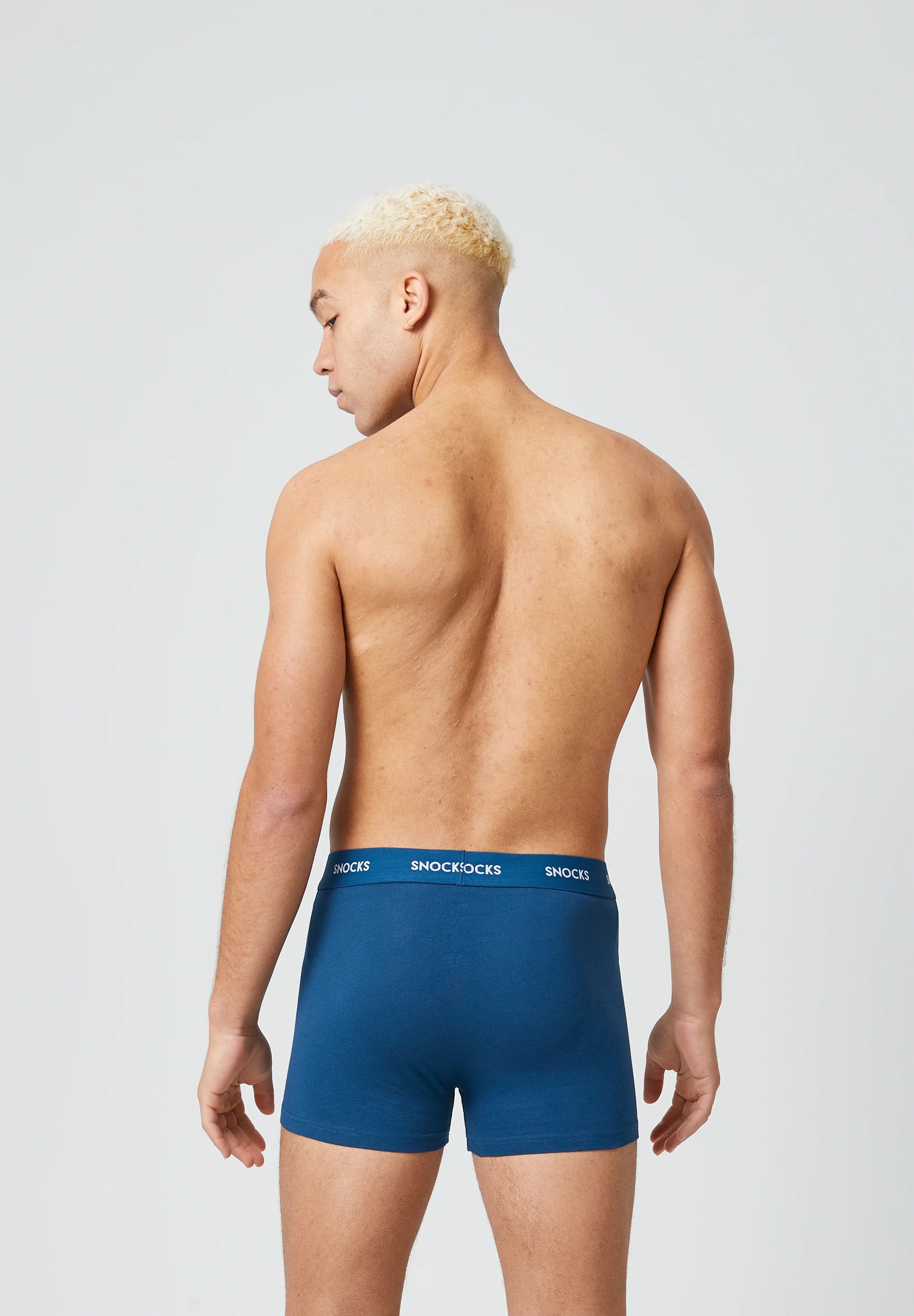SNOCKS 6er-Pack Unterhosen mit farbigem Bund – Blau gestreift