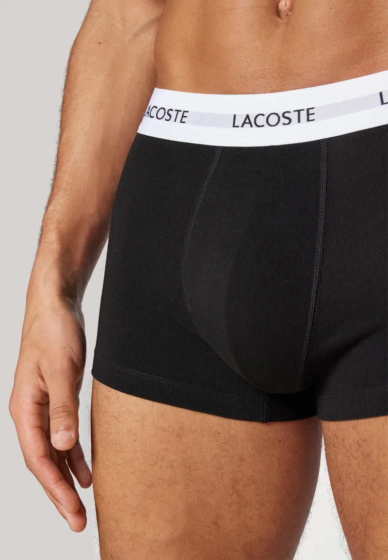 Lacoste Court Classic Stretch Trunks 3 Pack – černá, bílá, stříbrná