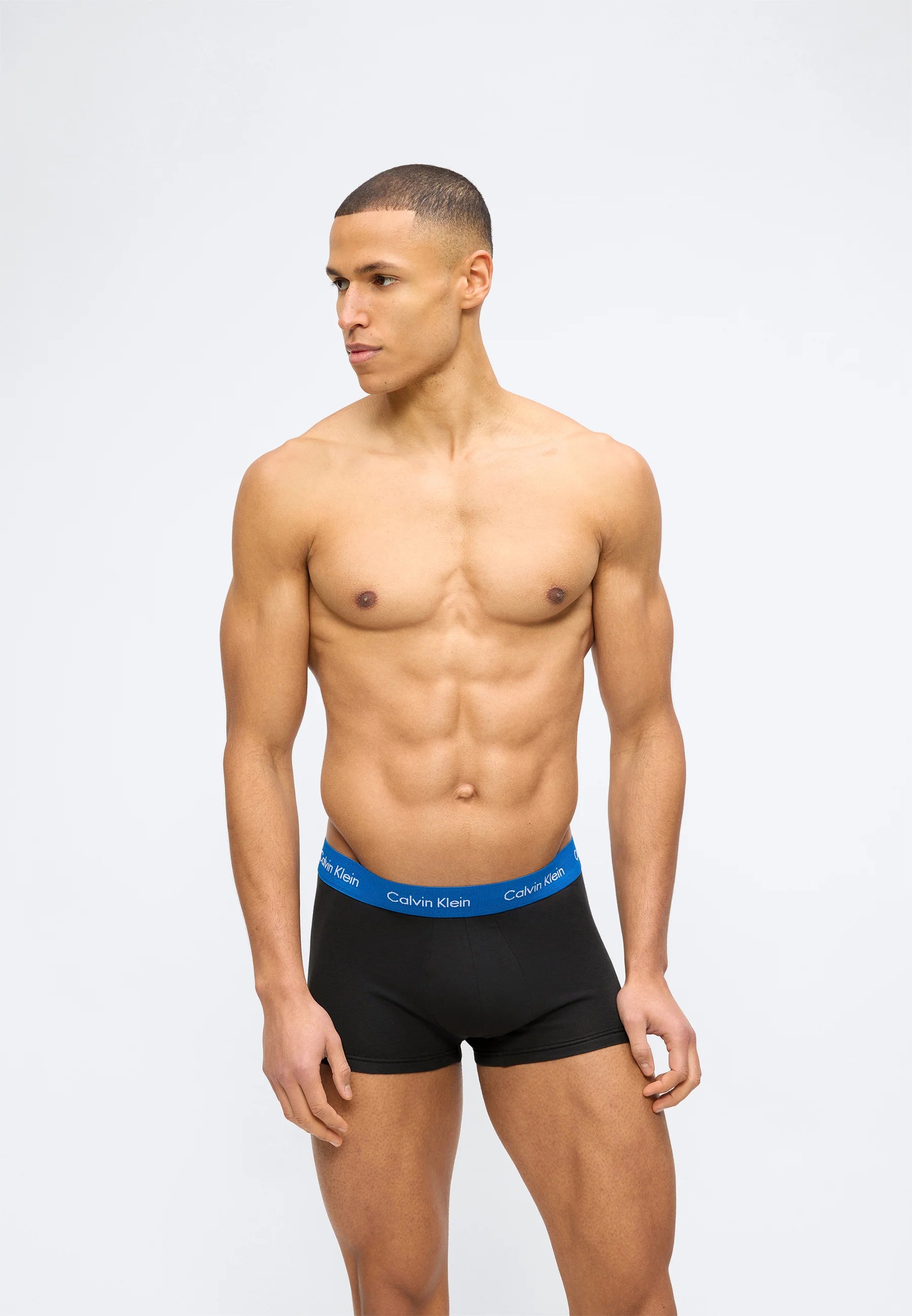 Calvin Klein Cotton Stretch Trunks – 3 Pack – Black , Classic Blue