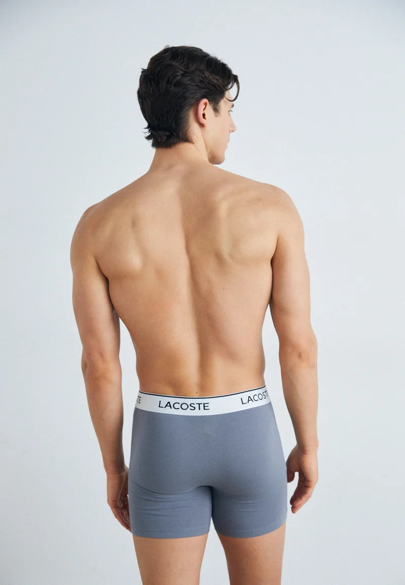 Lacoste Long Stretch Boxer Briefs 3 Pack – Steel Grey