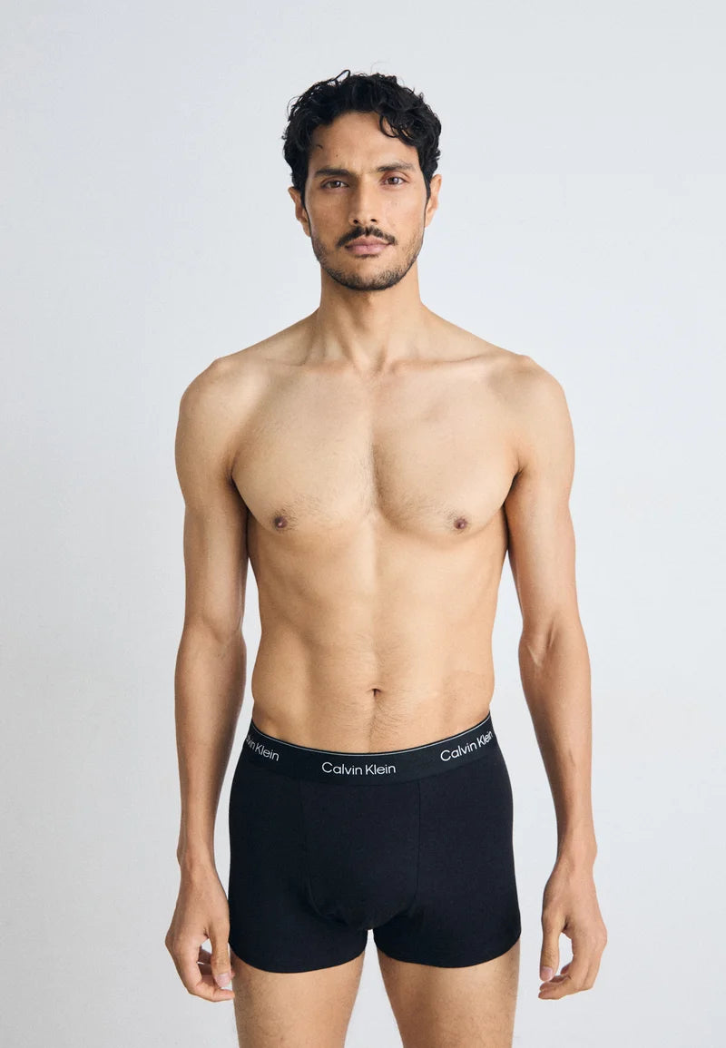 Calvin Klein Icon Cotton Stretch Relaxed Fit Trunks - Lot de 3 - Noir, Glacier, Blue Bell