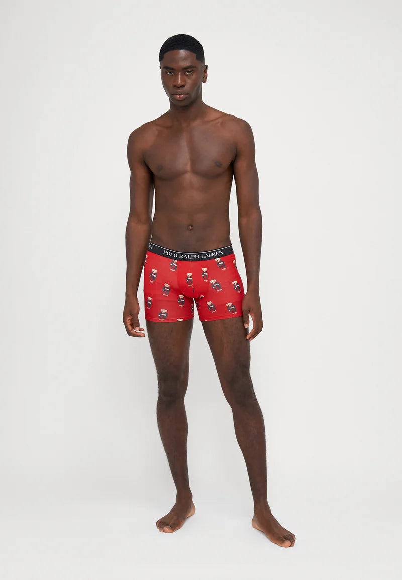 Polo Ralph Lauren Cotton Stretch Boxer Briefs – 3 Pack – Red, Damson Red, Black