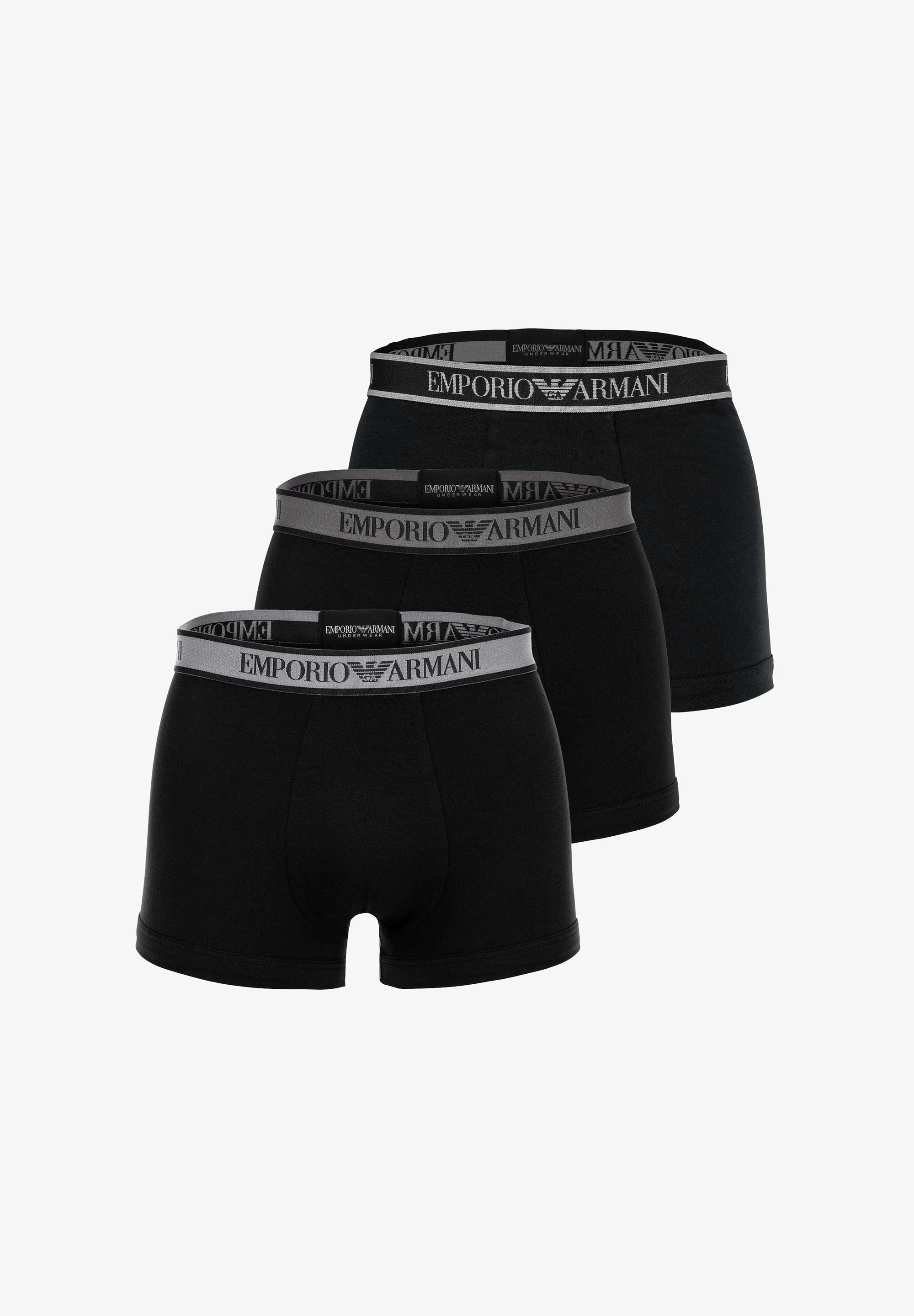 Emporio Armani Core Logoband Bavlněné Stretch Trunks 3 Pack – Black