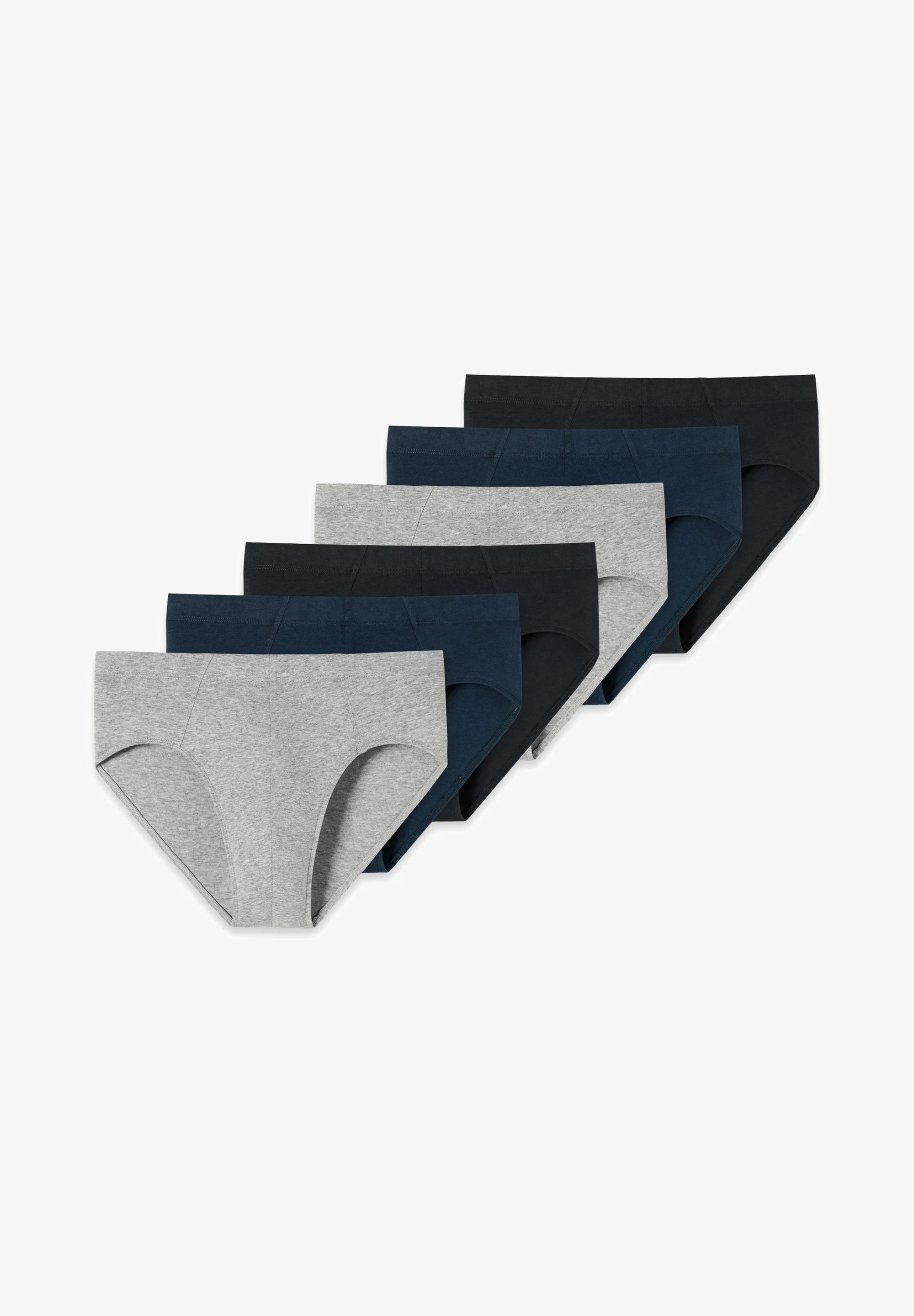 Schiesser 95 5 Essentials Mini-Slips aus Baumwolle im 6er-Pack – Grau, Blau, Schwarz