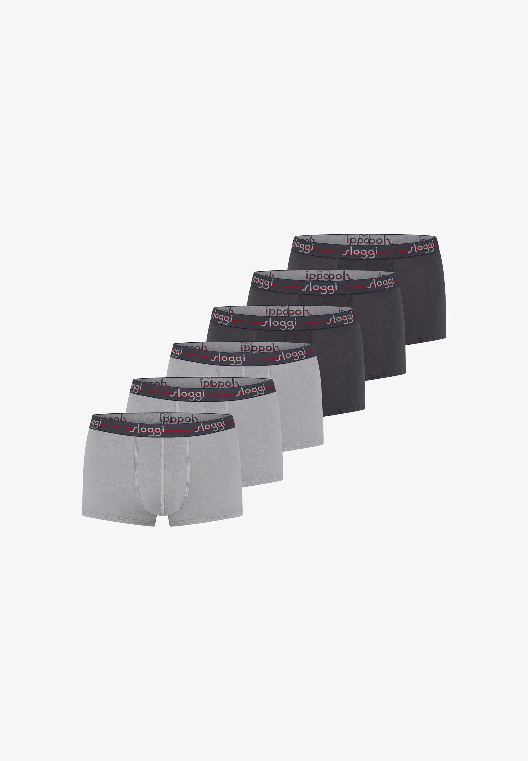 Sloggi Start Hipster Trunks 6 Pack – Graphite, Stone Grey