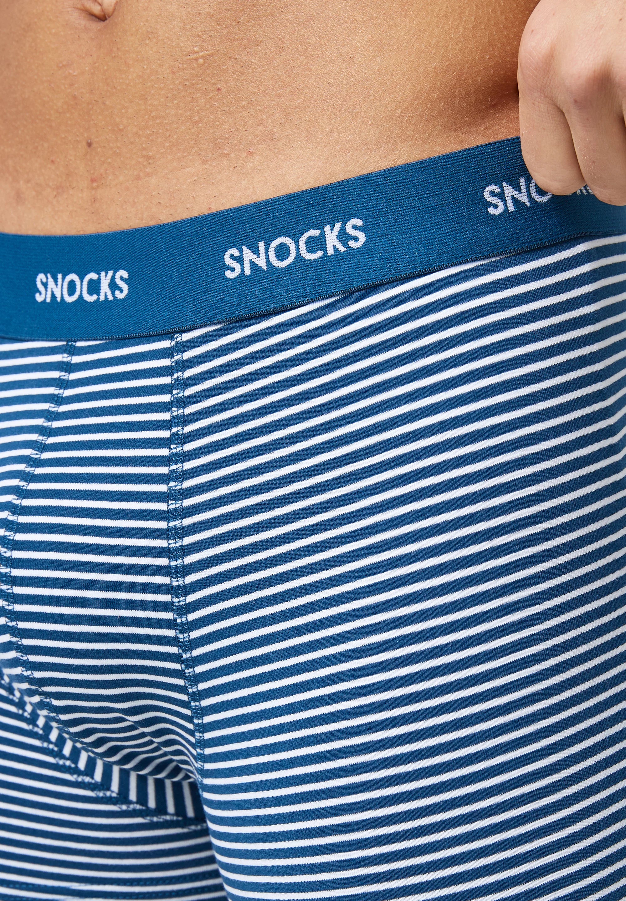 SNOCKS 6er-Pack Unterhosen mit farbigem Bund – Blau gestreift