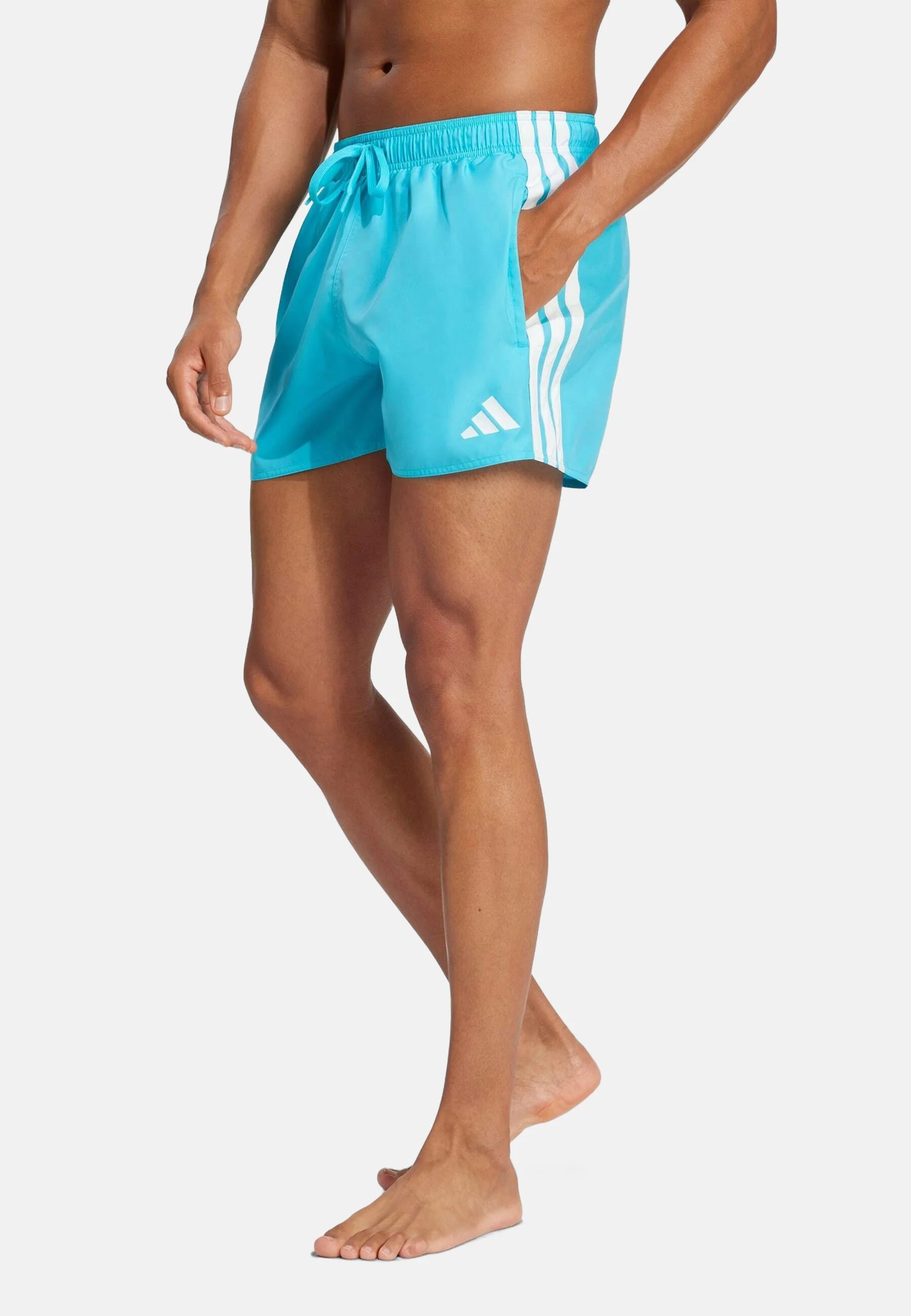 Plavecké šortky Adidas Sportswear 3 Stripes – Lucid Cyan, bílé