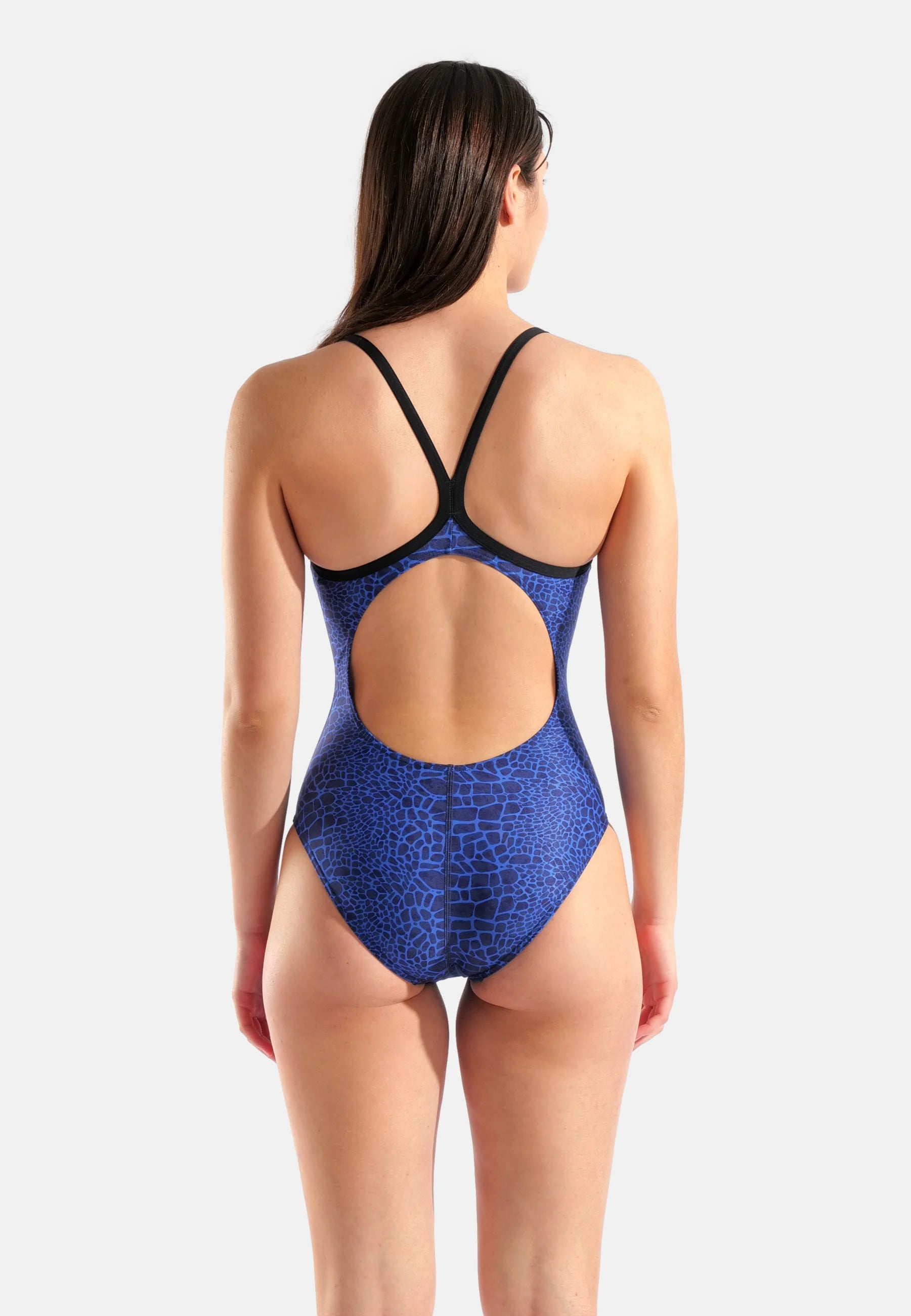 Arena Snakeskin Lightdrop Back One-Piece Swimsuit – Black, Team Royal