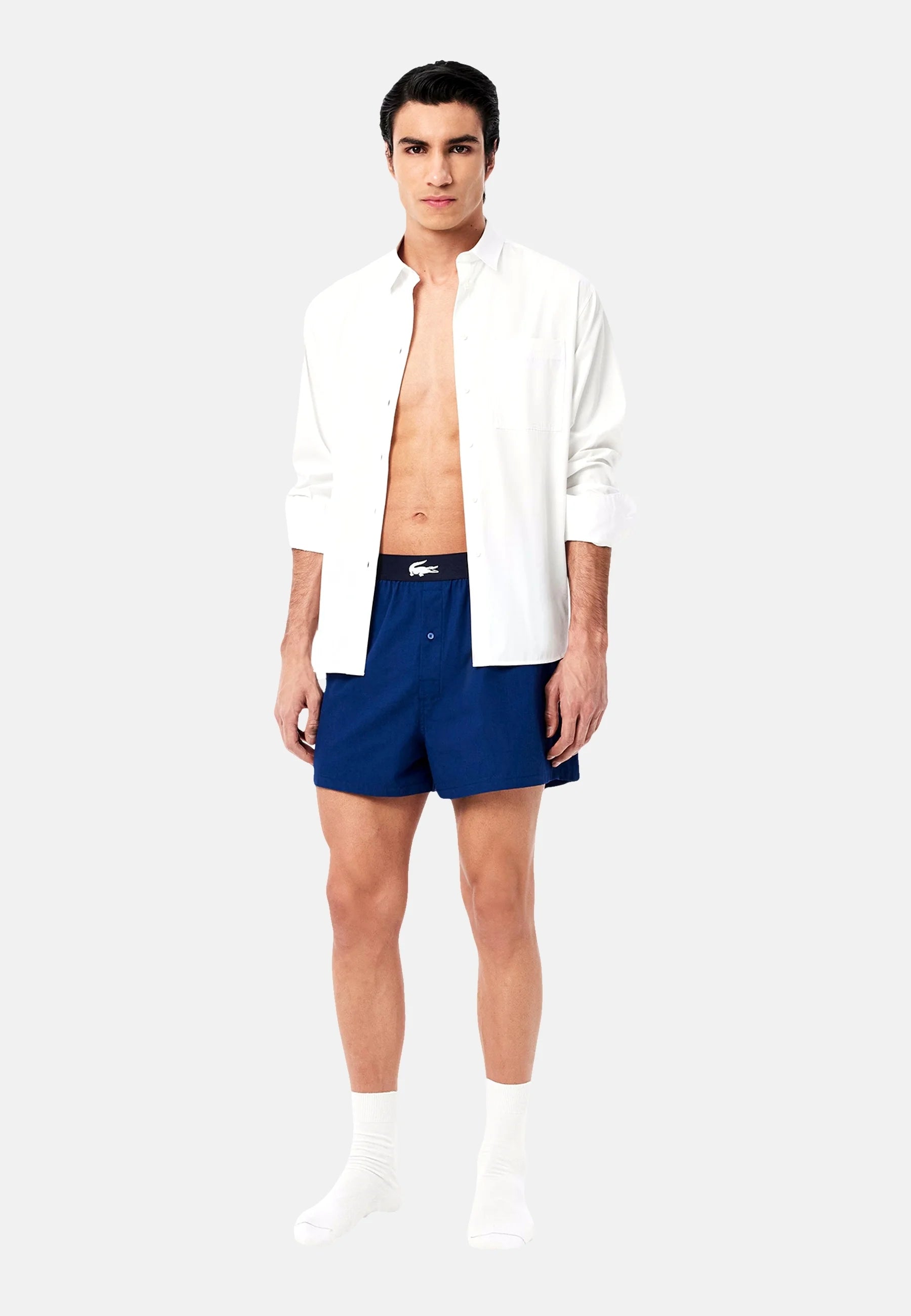 Lacoste Loose Cotton Boxer Shorts Set – Vaporous, Methylene, Navy Blue