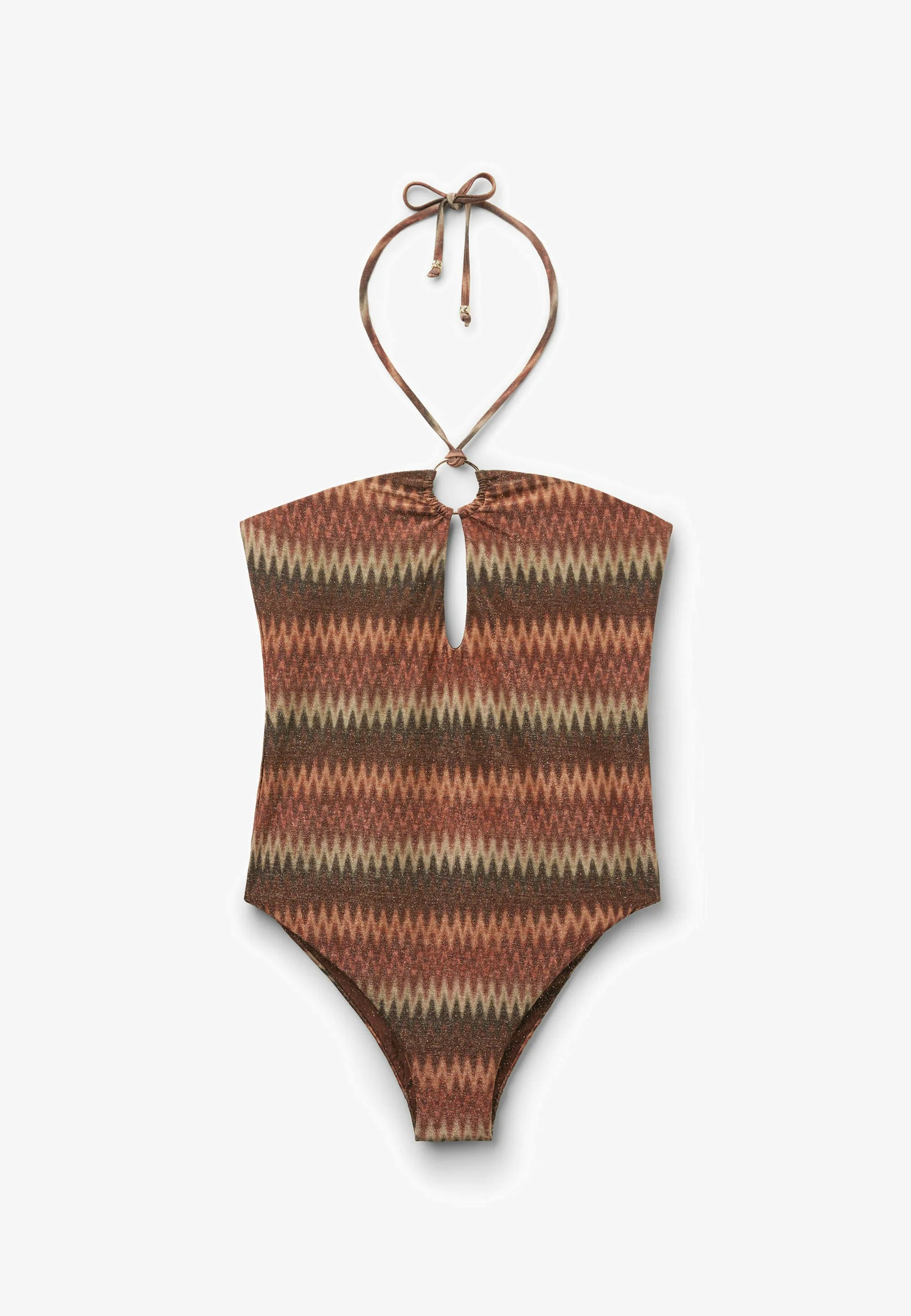 Calzedonia Maillot De Bain Chevron Doré – Marron