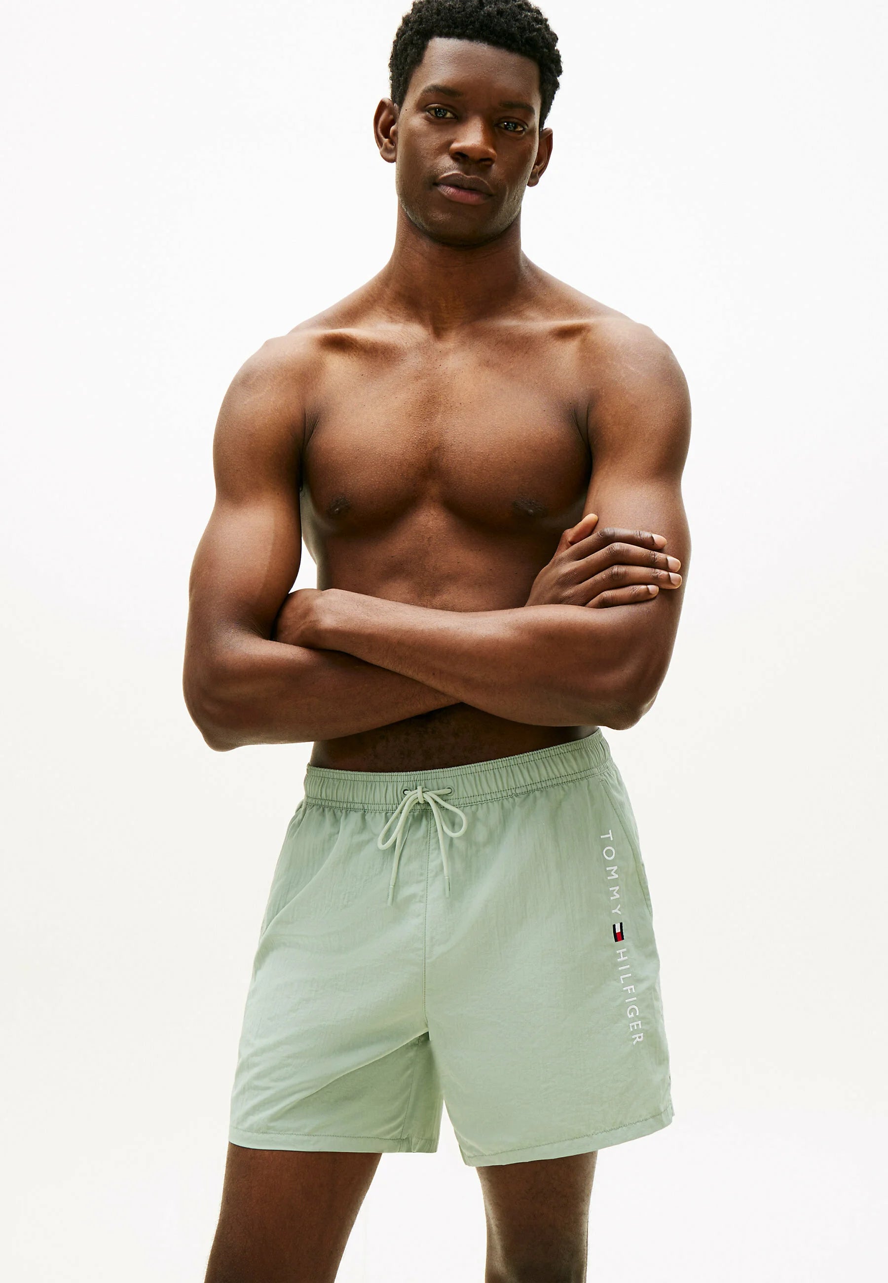 Short de bain à cordon de serrage Tommy Hilfiger – Gris menthe