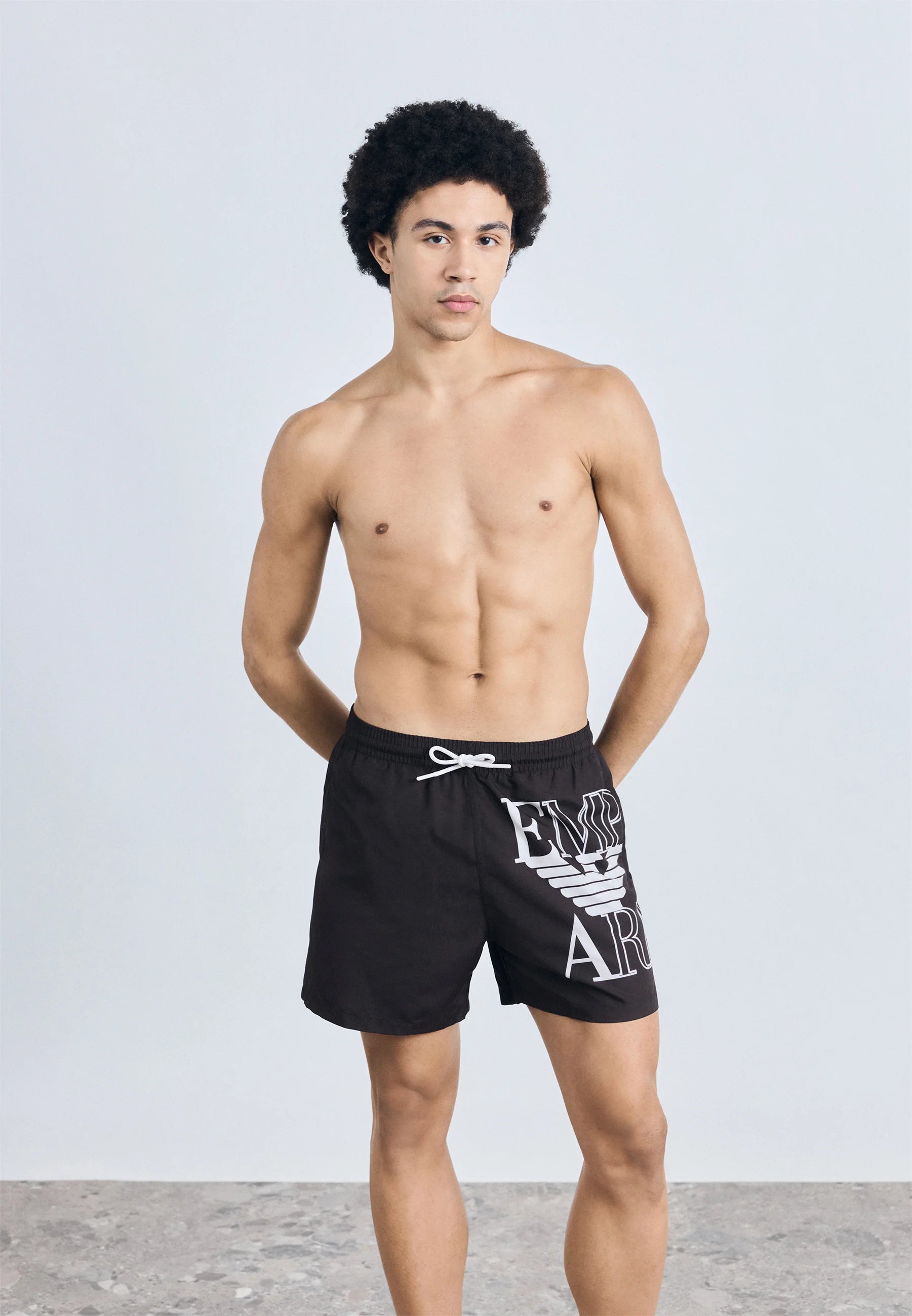 Short de bain Boxer Emporio Armani EA7 Bold Logo - Noir