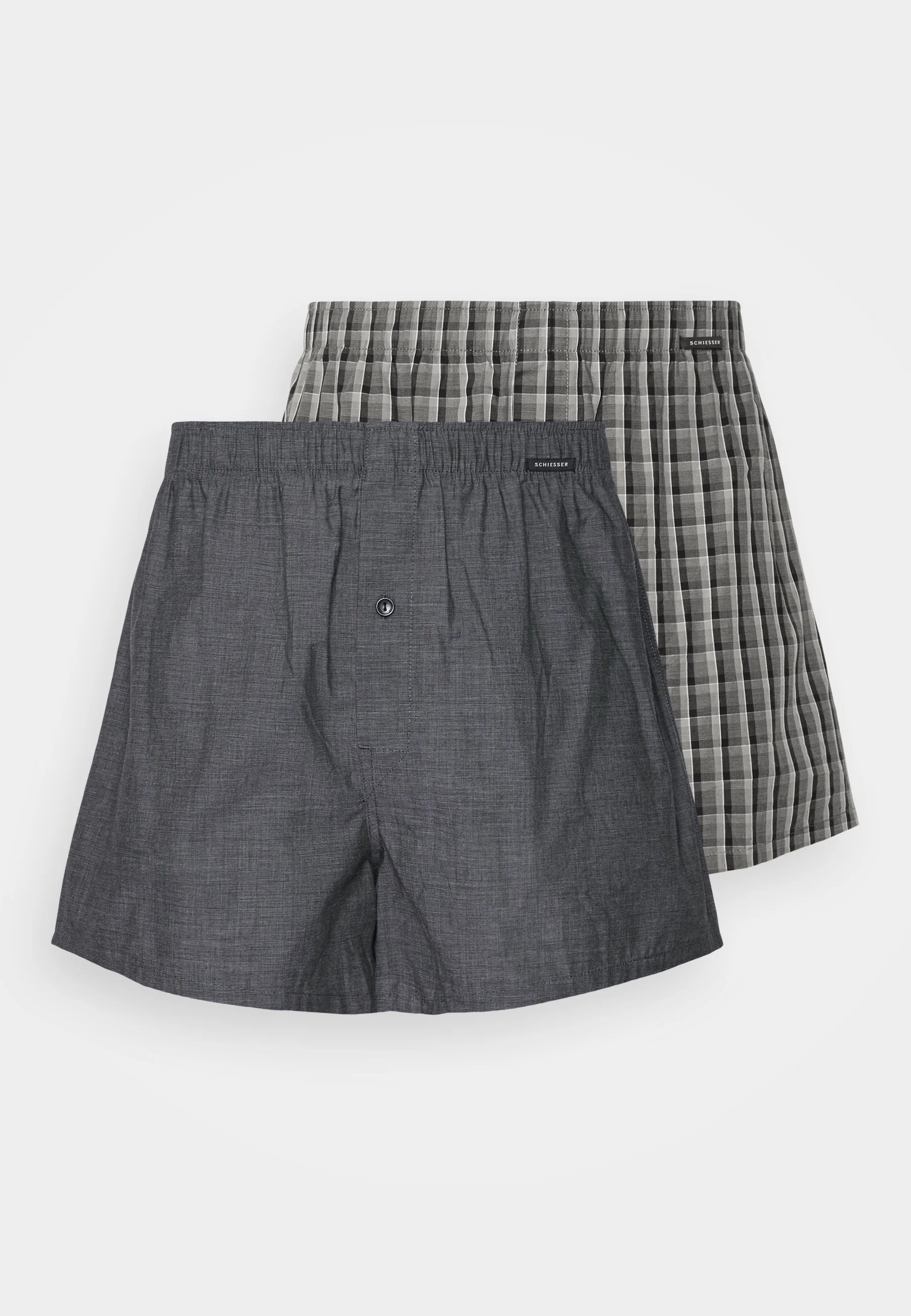 Schiesser Cotton Boxer Shorts 2 Pack – Grey, Black