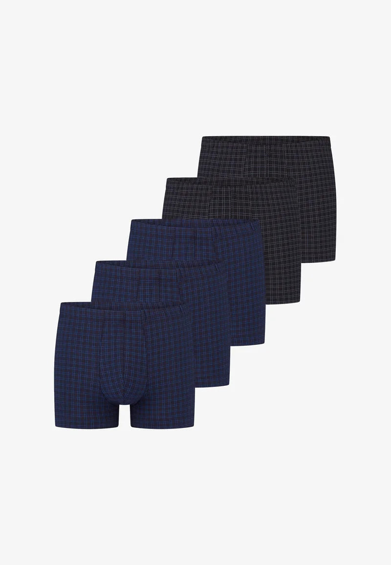 Schiesser Casual Cotton 5 Pack Trunks – Dark Blue, Black