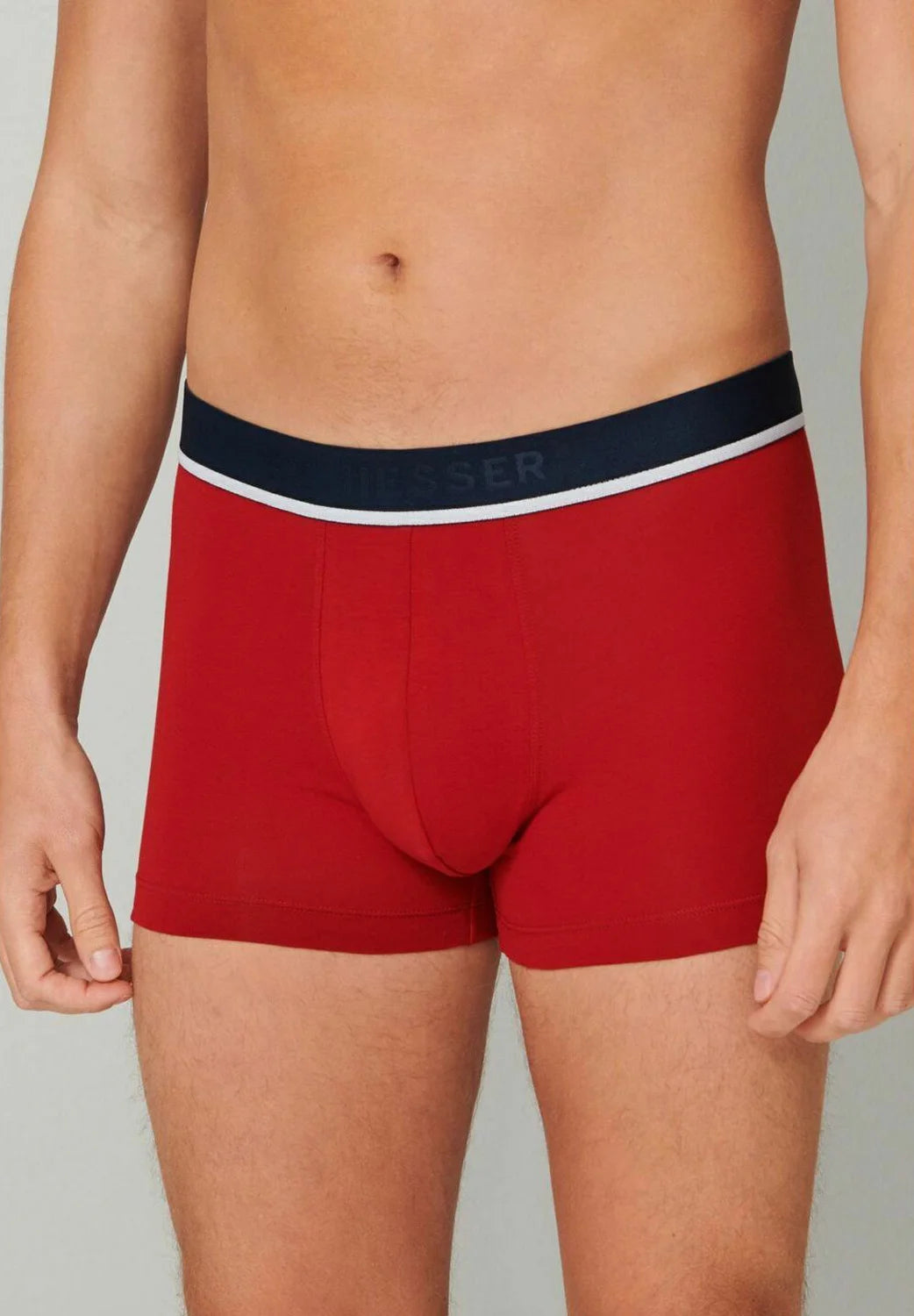 Schiesser 95 5 Cotton Trunks 3 Pack – Navy, Light Grey Melange, Red