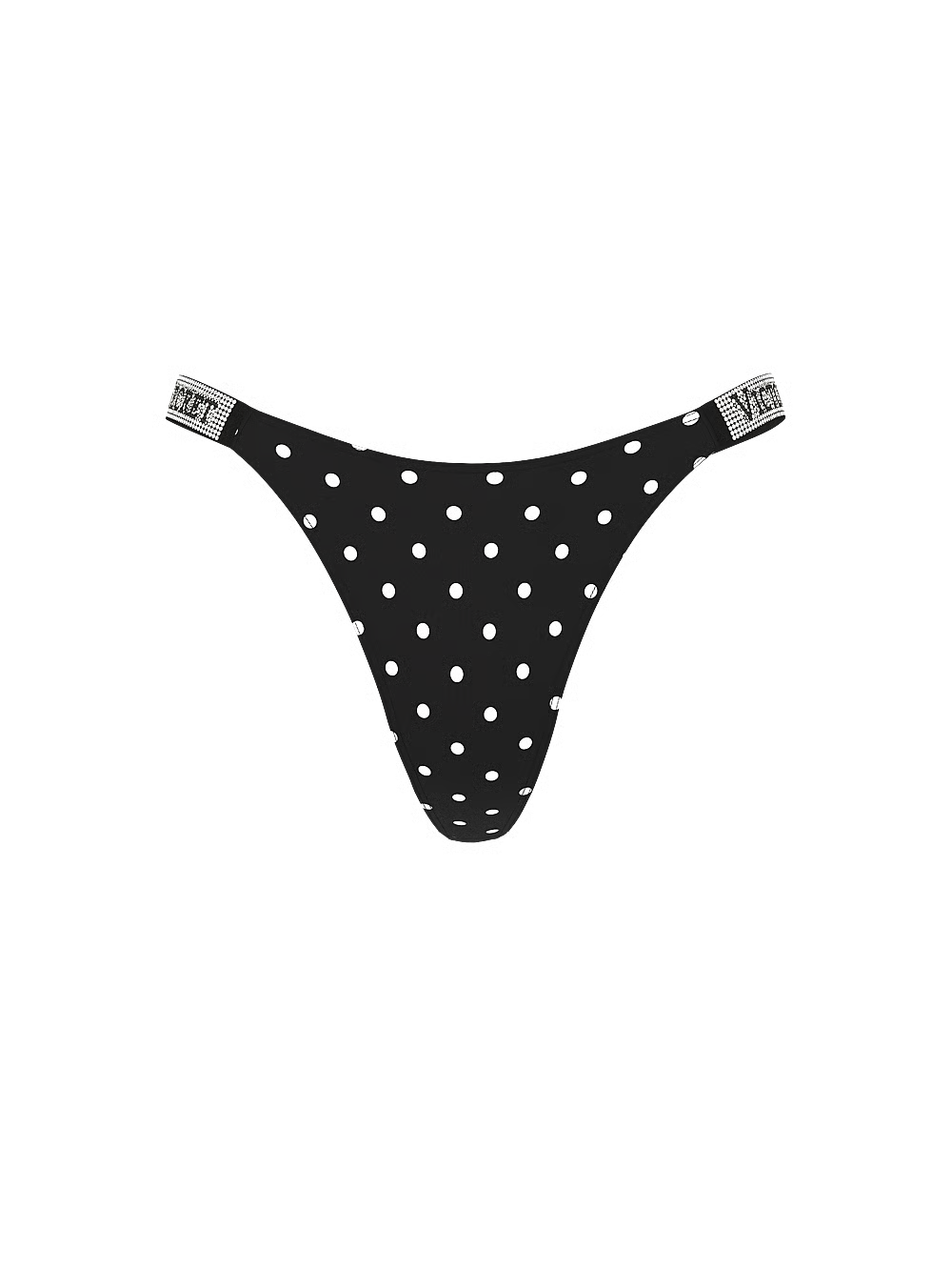 Victoria's Secret - String à bretelles brillantes - Pois noirs