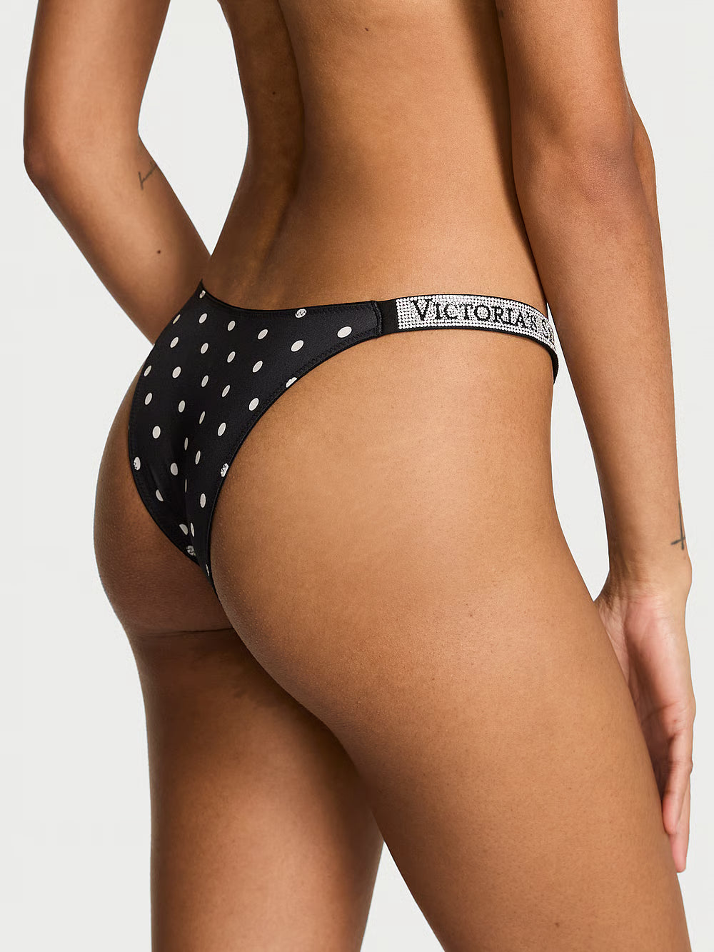Victoria’s Secret Shine Strap Brazilian Panty – Black Dots