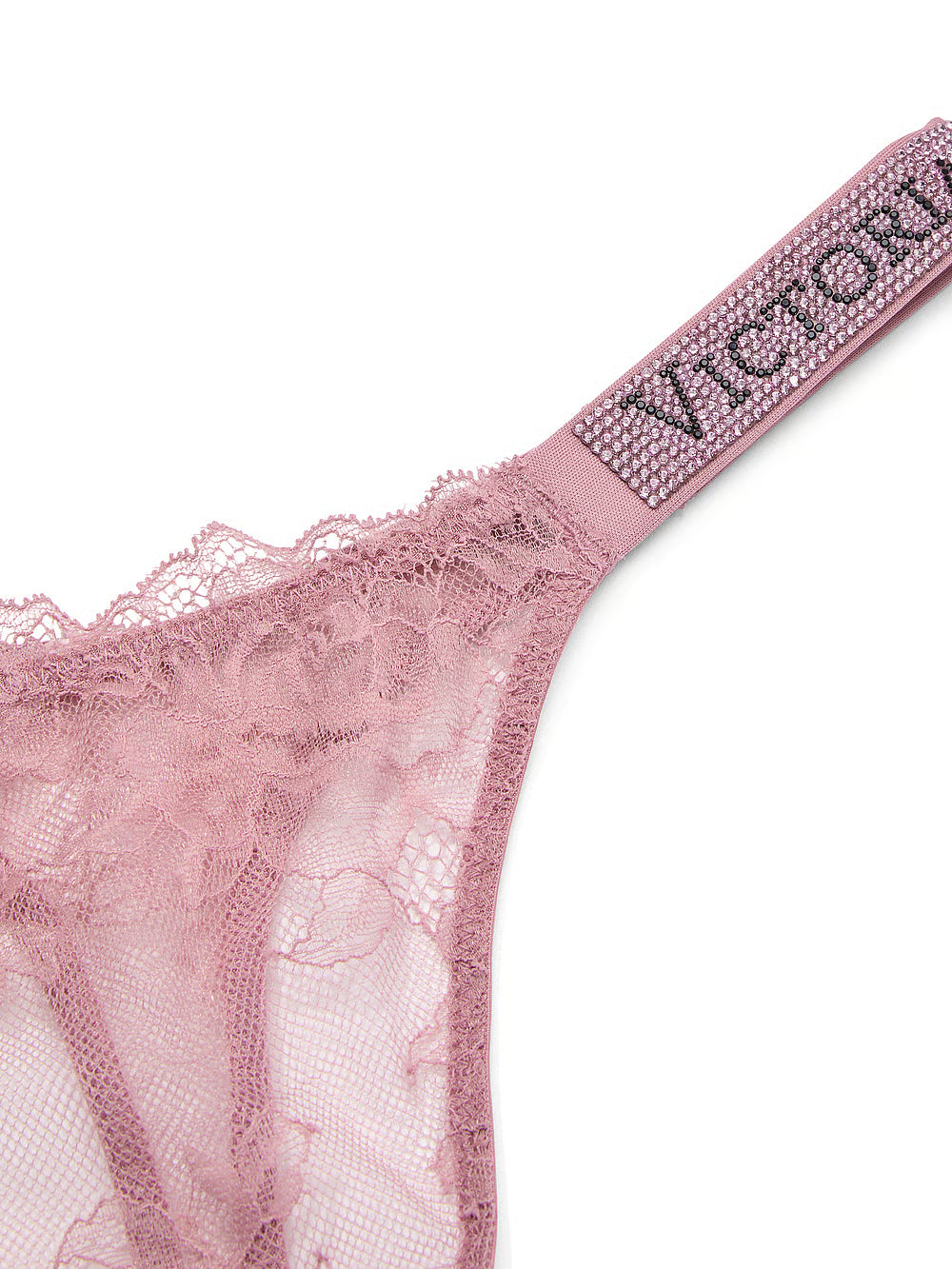 Kalhotky Victoria’s Secret Shine Strap Lace Thong – Dusk Rose