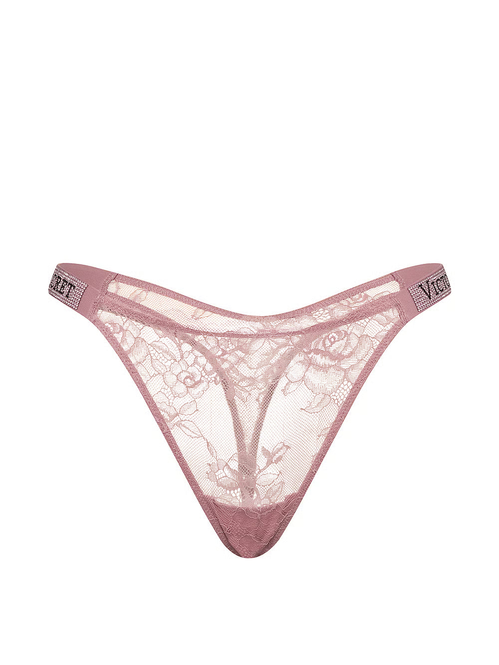 Kalhotky Victoria’s Secret Shine Strap Lace Thong – Dusk Rose