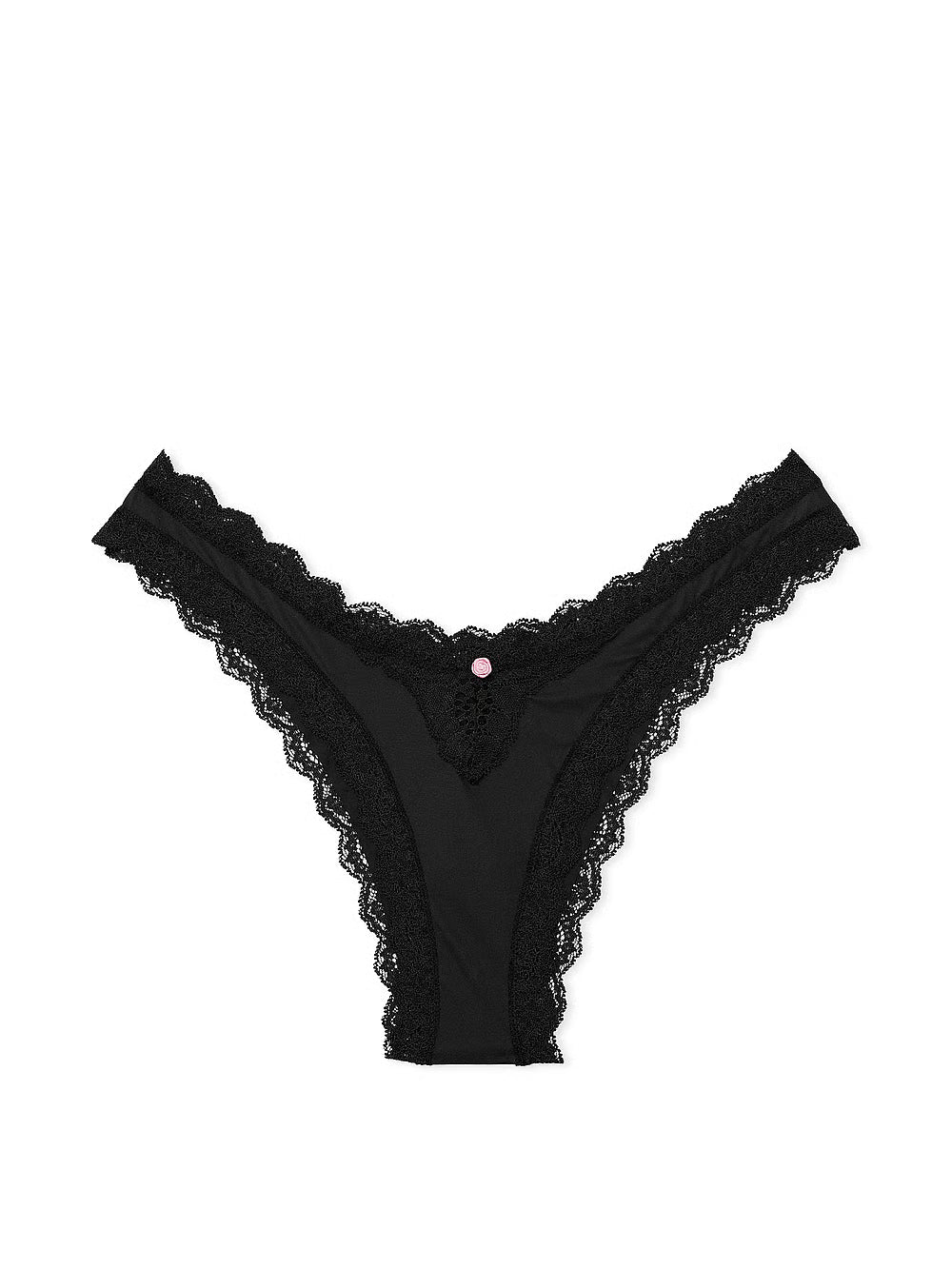 Majtki brazylijskie Victoria’s Secret Dream Angels z koronkowym wykończeniem – czarne