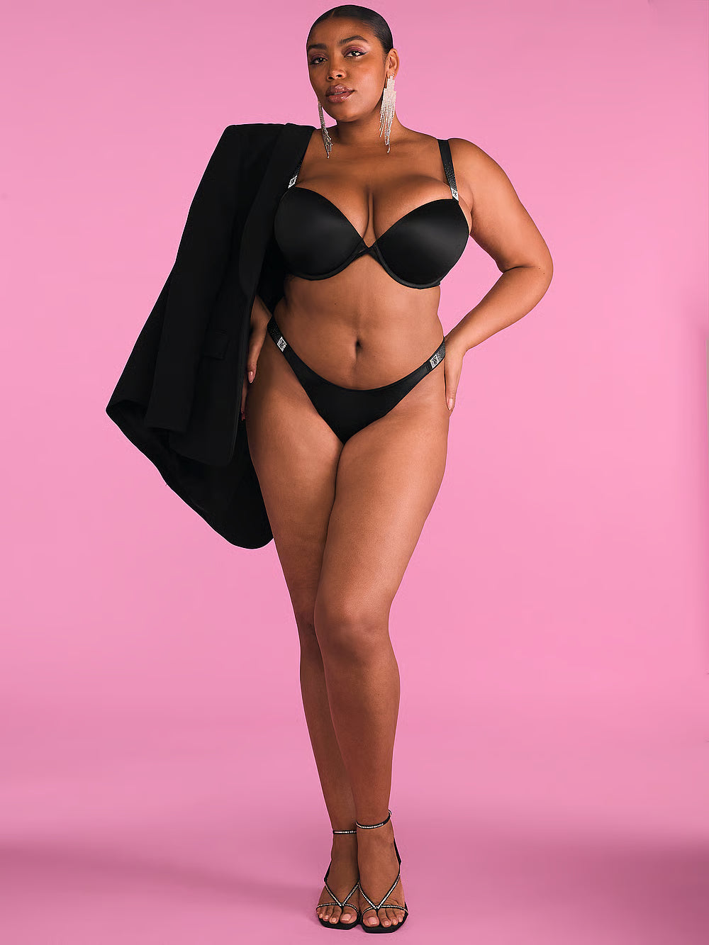 Victoria’s Secret Scattered Shine Thong Panty – Black