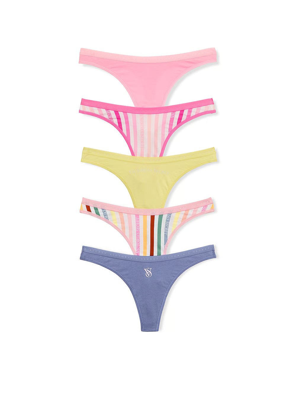 Victoria’s Secret Stretch Cotton Thong Panties – 5 Pack, Multi