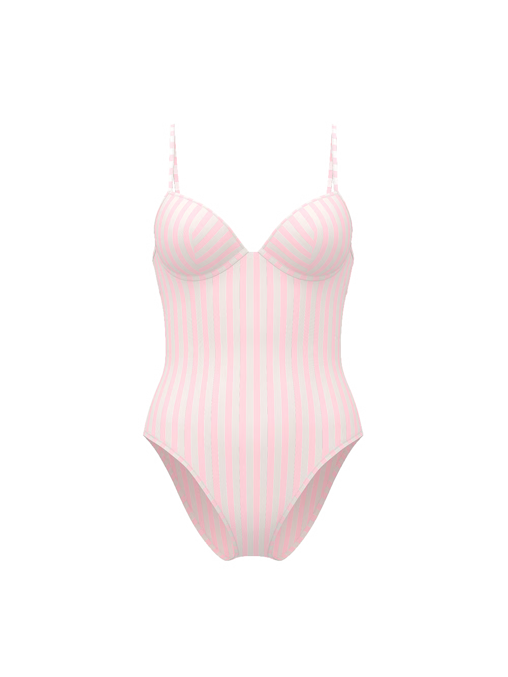 Einteiliger Balconette-Badeanzug mit Streifen von Victoria’s Secret – Pink Iconic Stripes