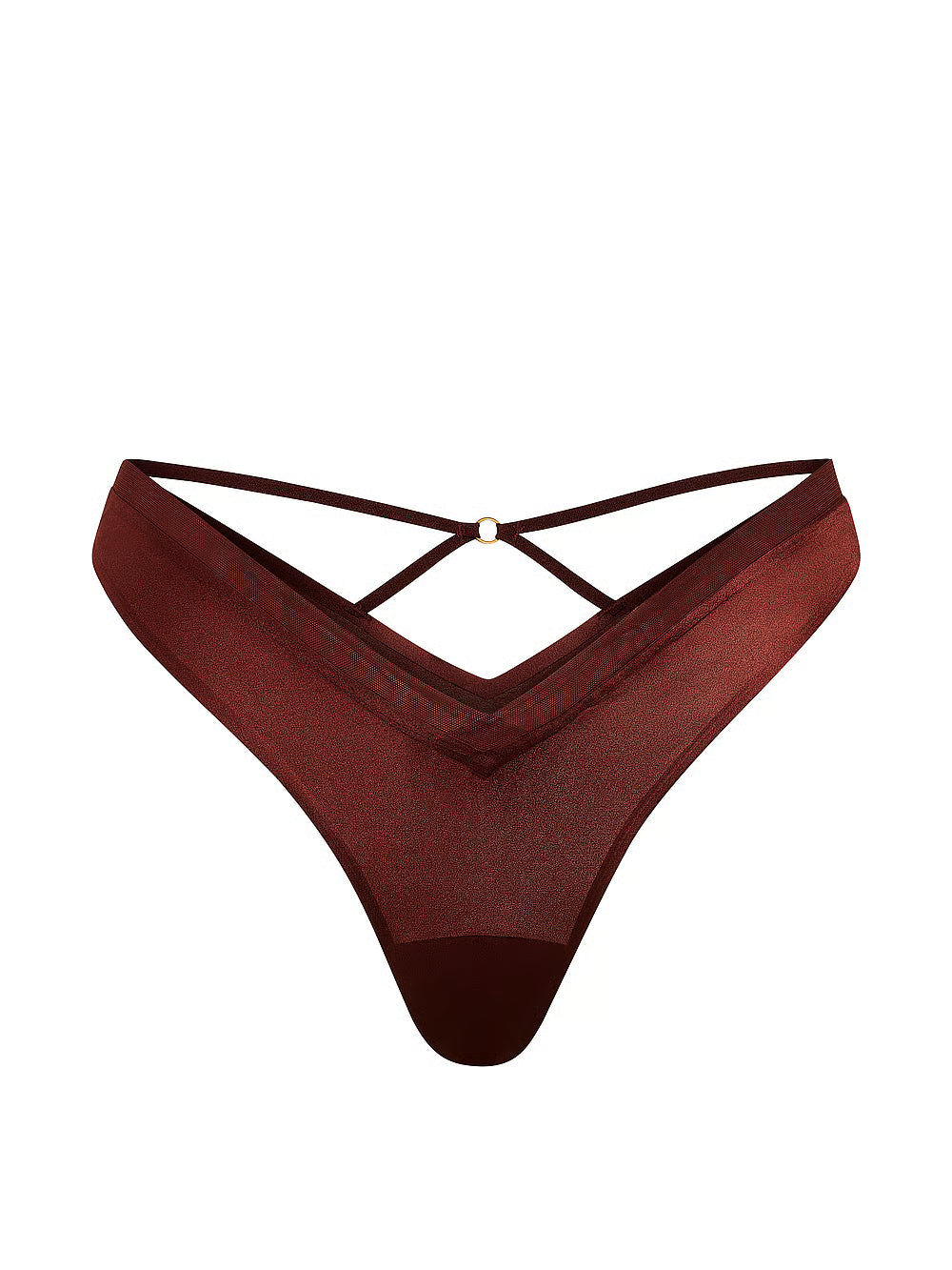 Mutandine perizoma con cinturino Sheer Reveal di Victoria's Secret – Dark Chili