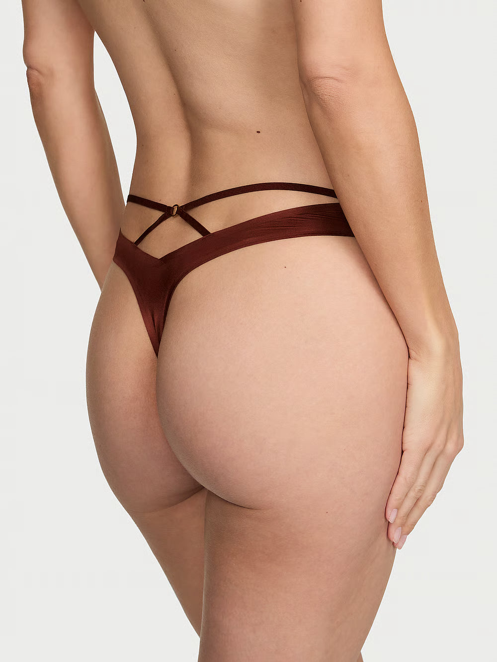 Mutandine perizoma con cinturino Sheer Reveal di Victoria's Secret – Dark Chili