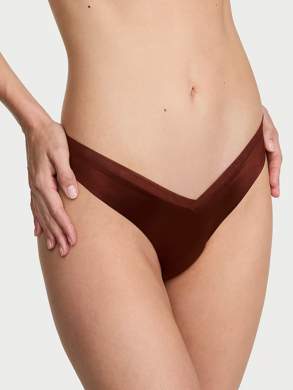Mutandine perizoma con cinturino Sheer Reveal di Victoria's Secret – Dark Chili