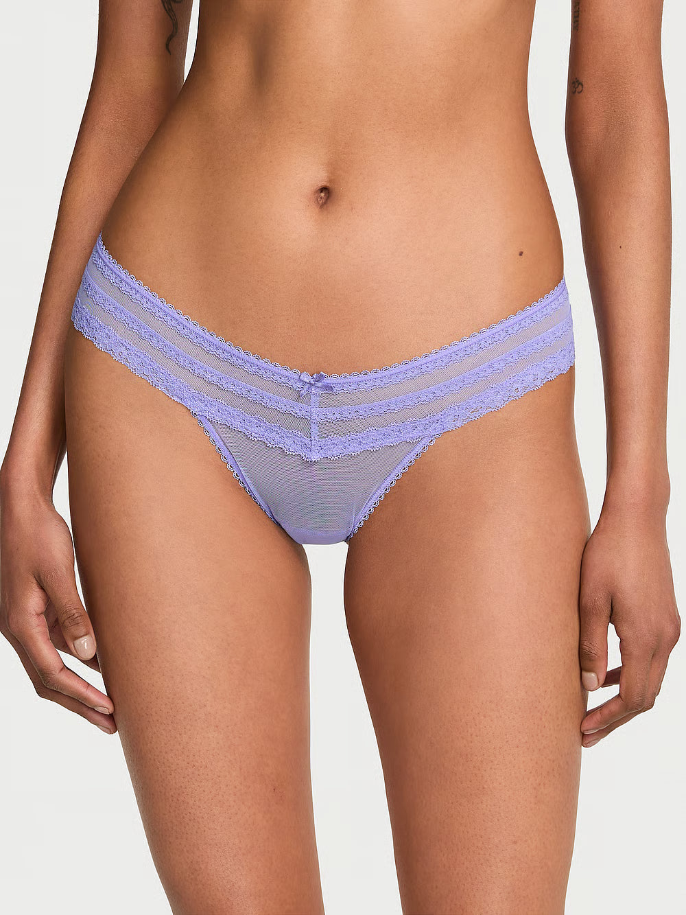 Victoria’s Secret brasilianisches Höschen mit Netz-Spitzenbesatz – Immergrün