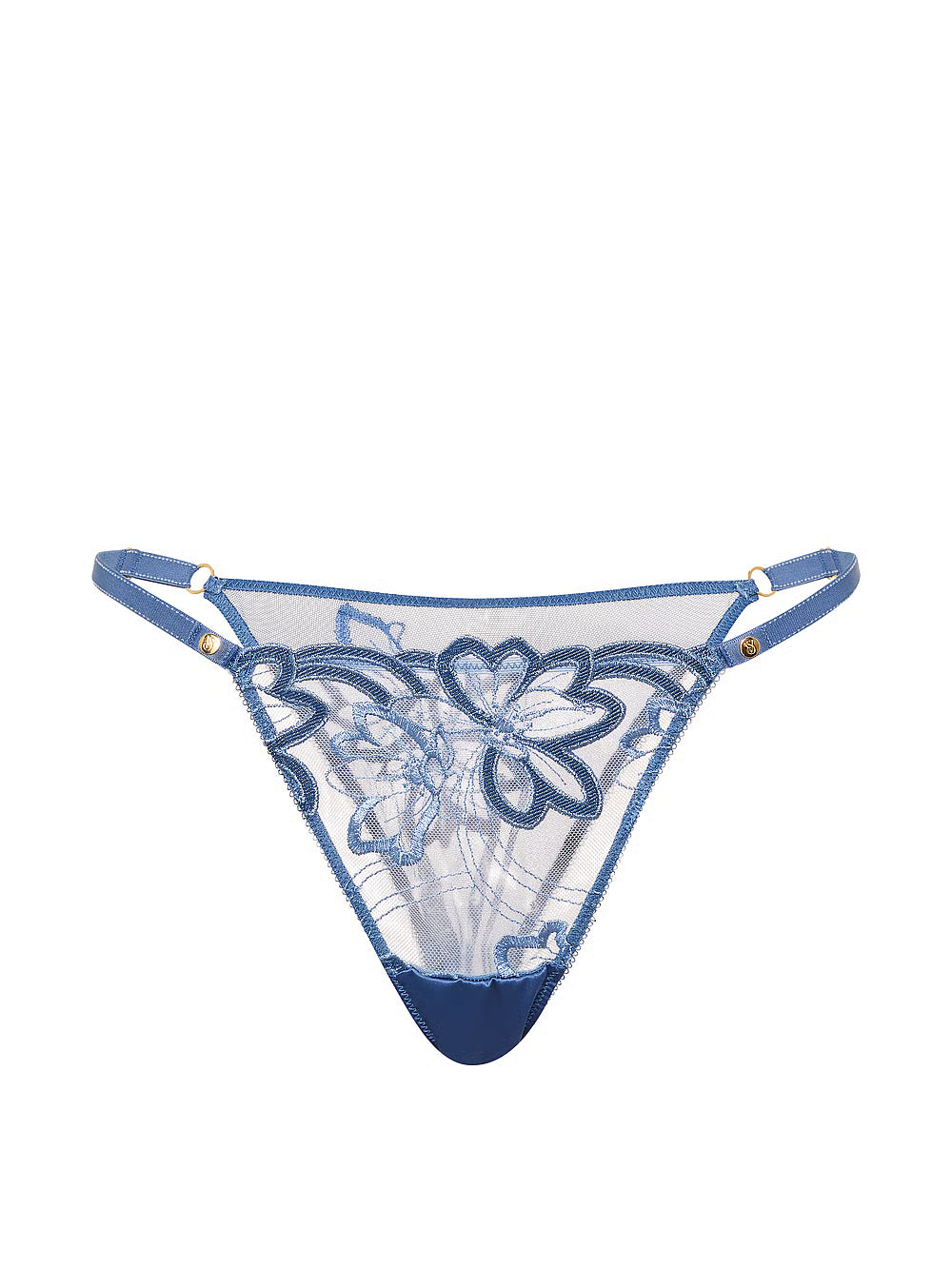 Culotte brésilienne brodée en denim Victoria's Secret - Bleu denim
