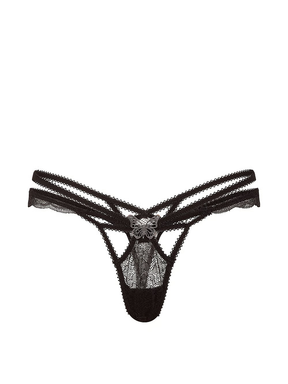 Victoria's Secret Rose Lace Butterfly String - Noir