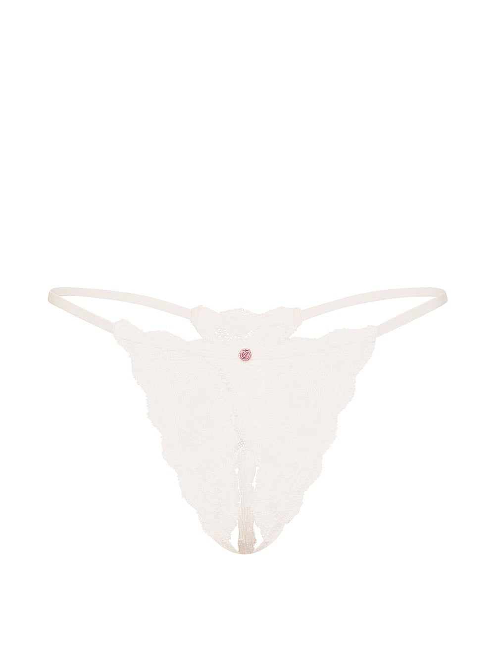 Kalhotky Victoria’s Secret Lace Crotchless String Thong – Coconut White