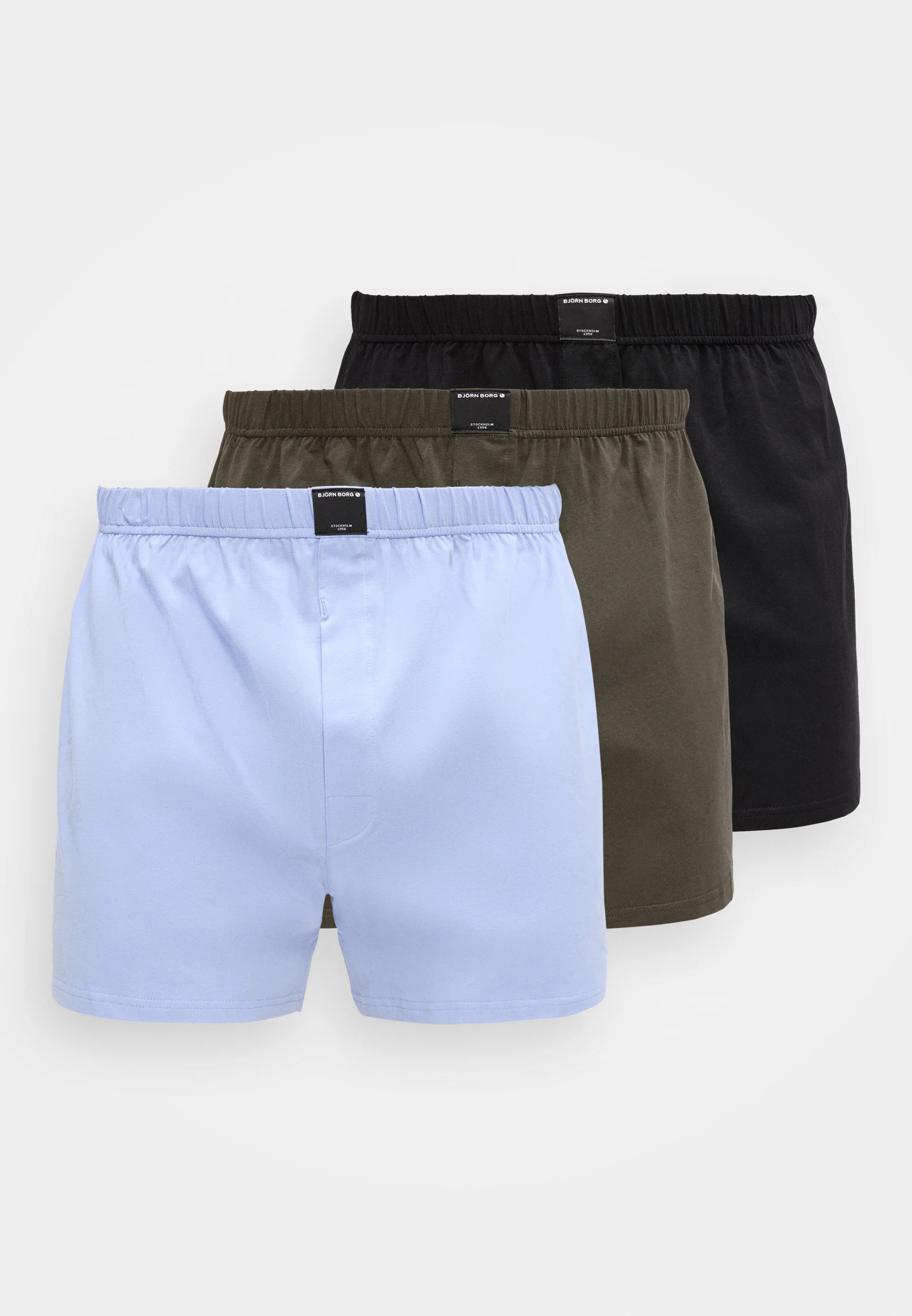 Björn Borg Stretch 3 Pack Boxer Shorts – Black, Green, Light Blue