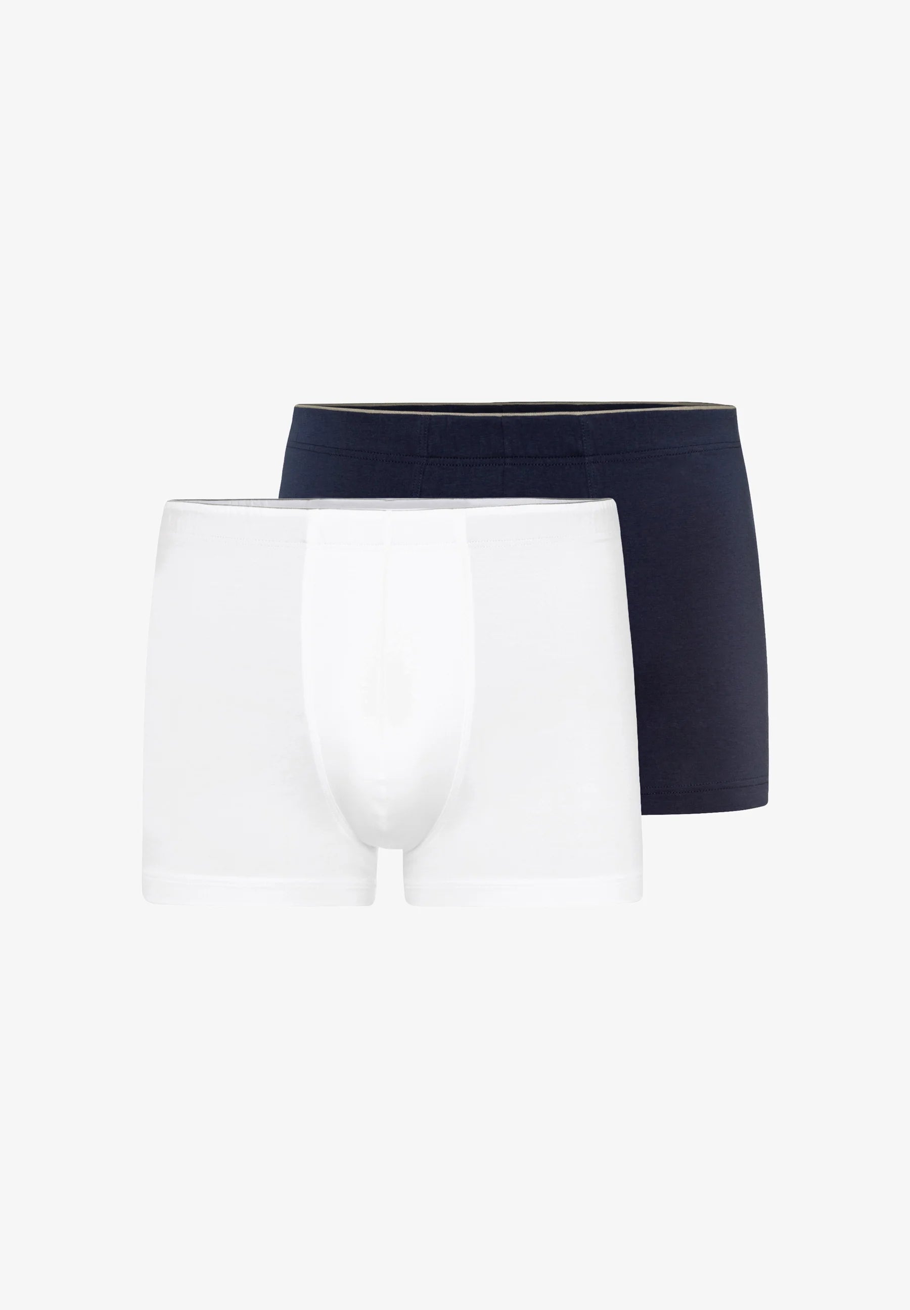 HANRO Lot de 2 boxers en coton stretch – Blanc, Bleu foncé
