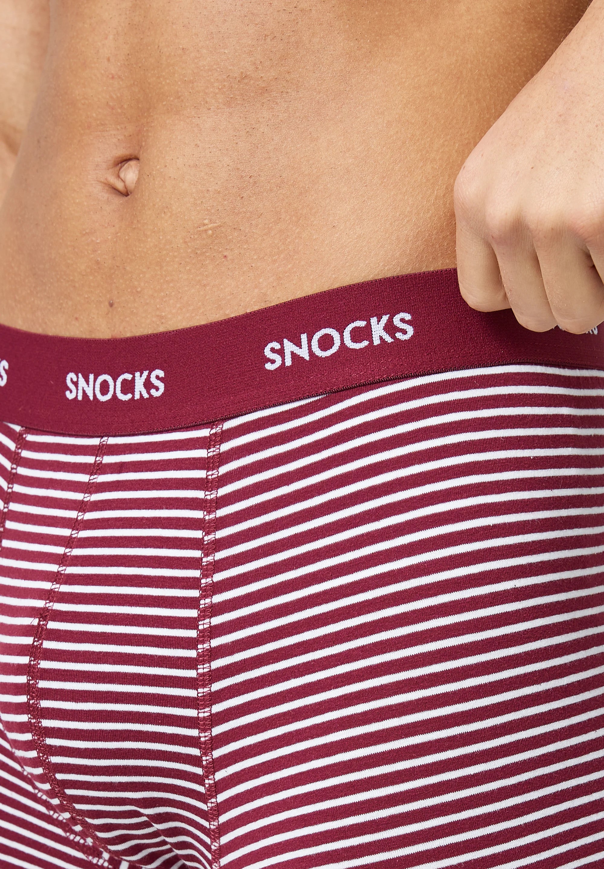 SNOCKS Lot de 6 boxers avec ceinture colorée – Ensemble à rayures rouges