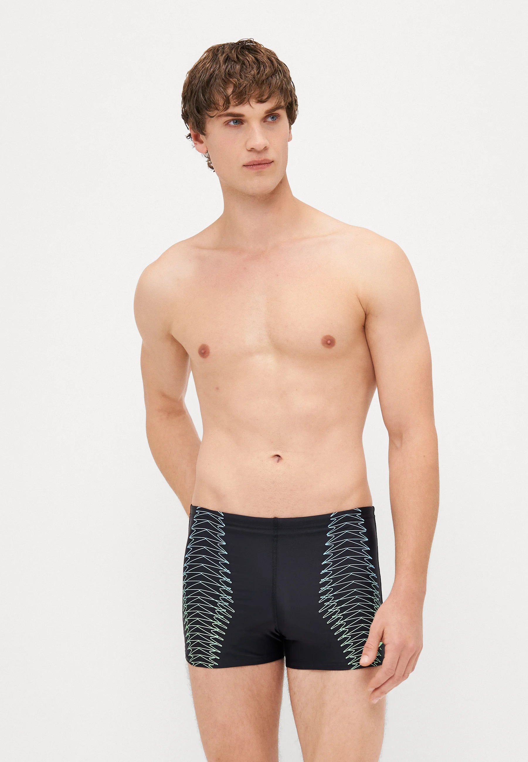 Speedo Tech Print Aquashort – Black, Alfalfa Green
