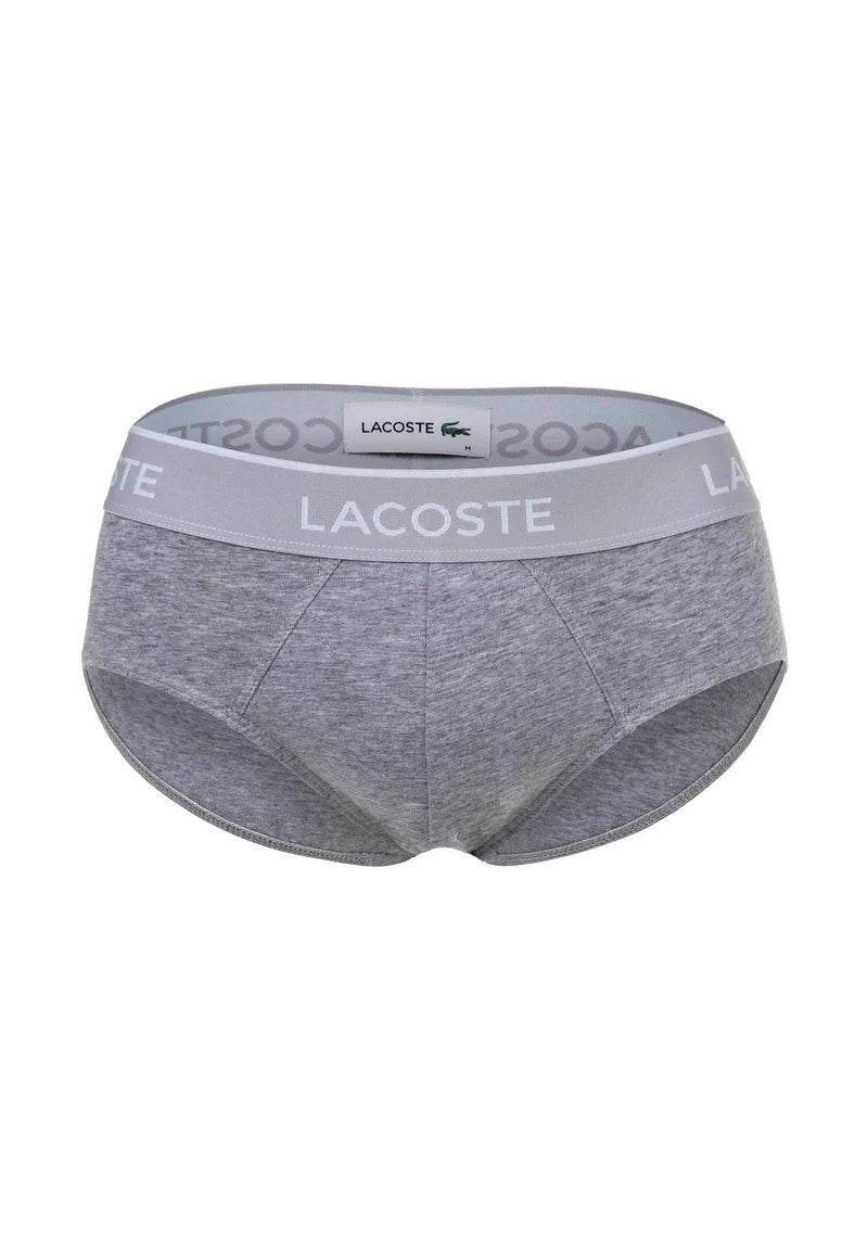 Lacoste Lot de 6 slips décontractés stretch avec ceinture à logo – Noir, Gris, Blanc