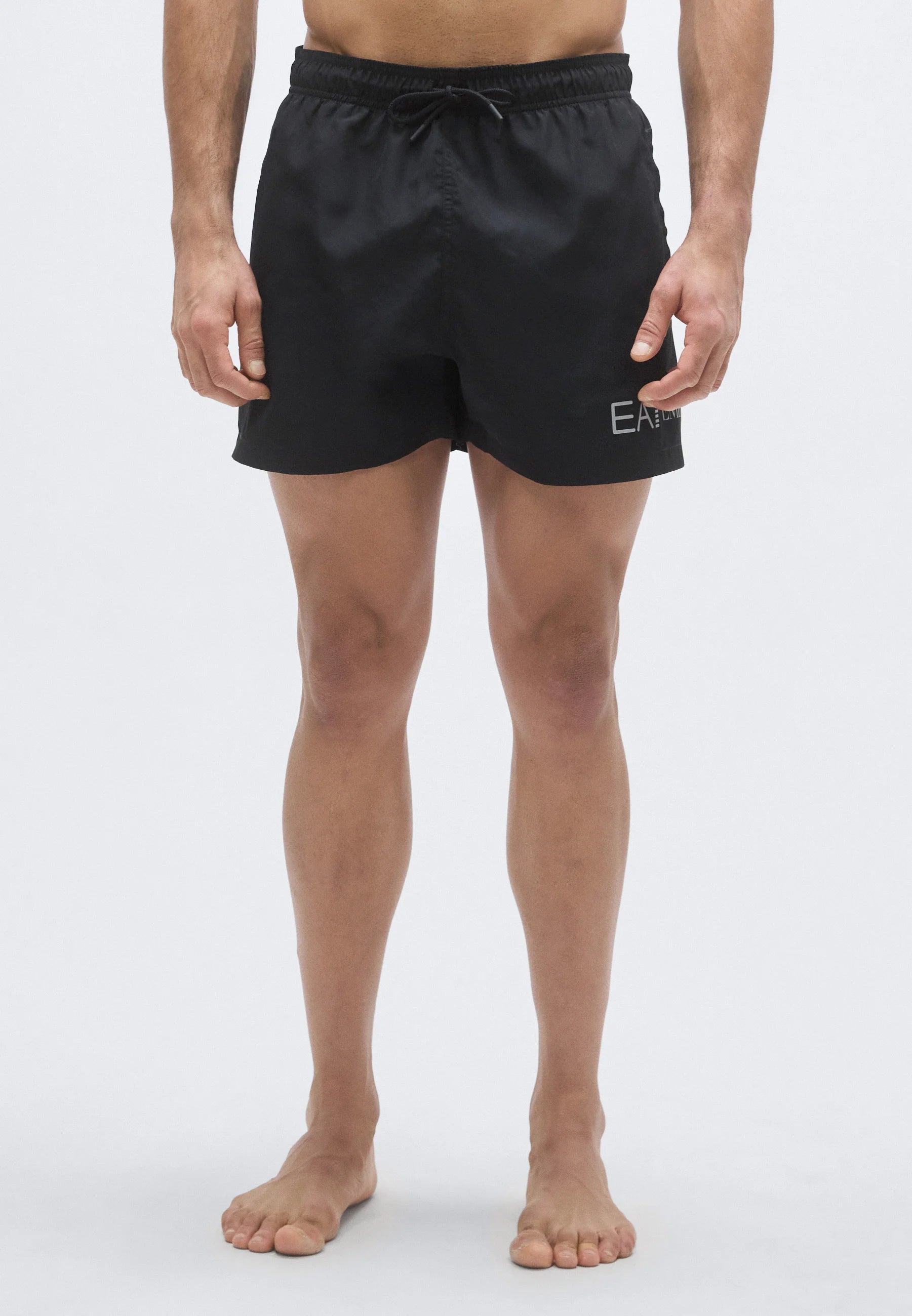 Pantaloncini da bagno boxer con logo esteso Emporio Armani EA7 Water Sport - Nero, color argento