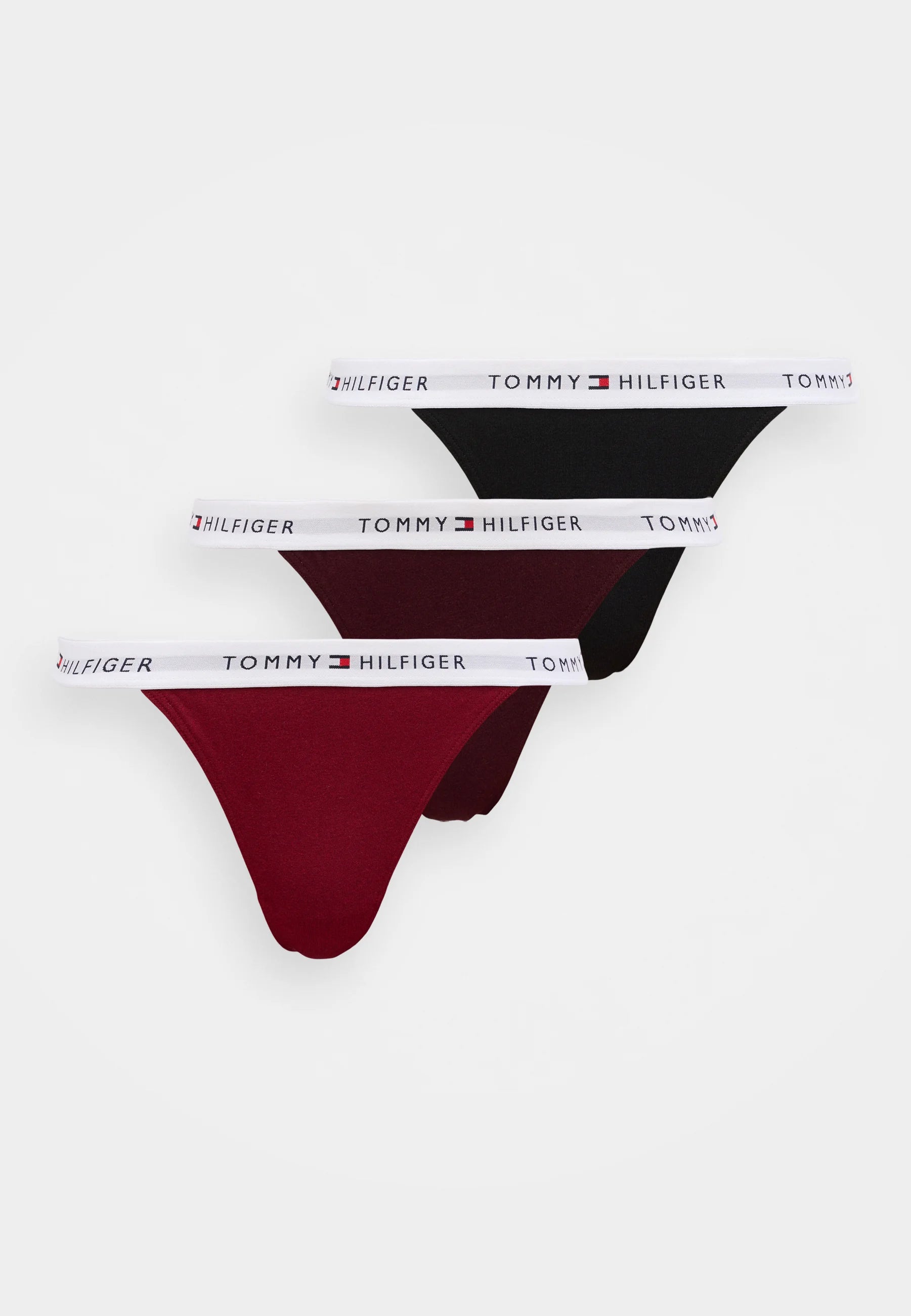Tommy Hilfiger Thong 3-Pack – Black, Rouge, Burgundy