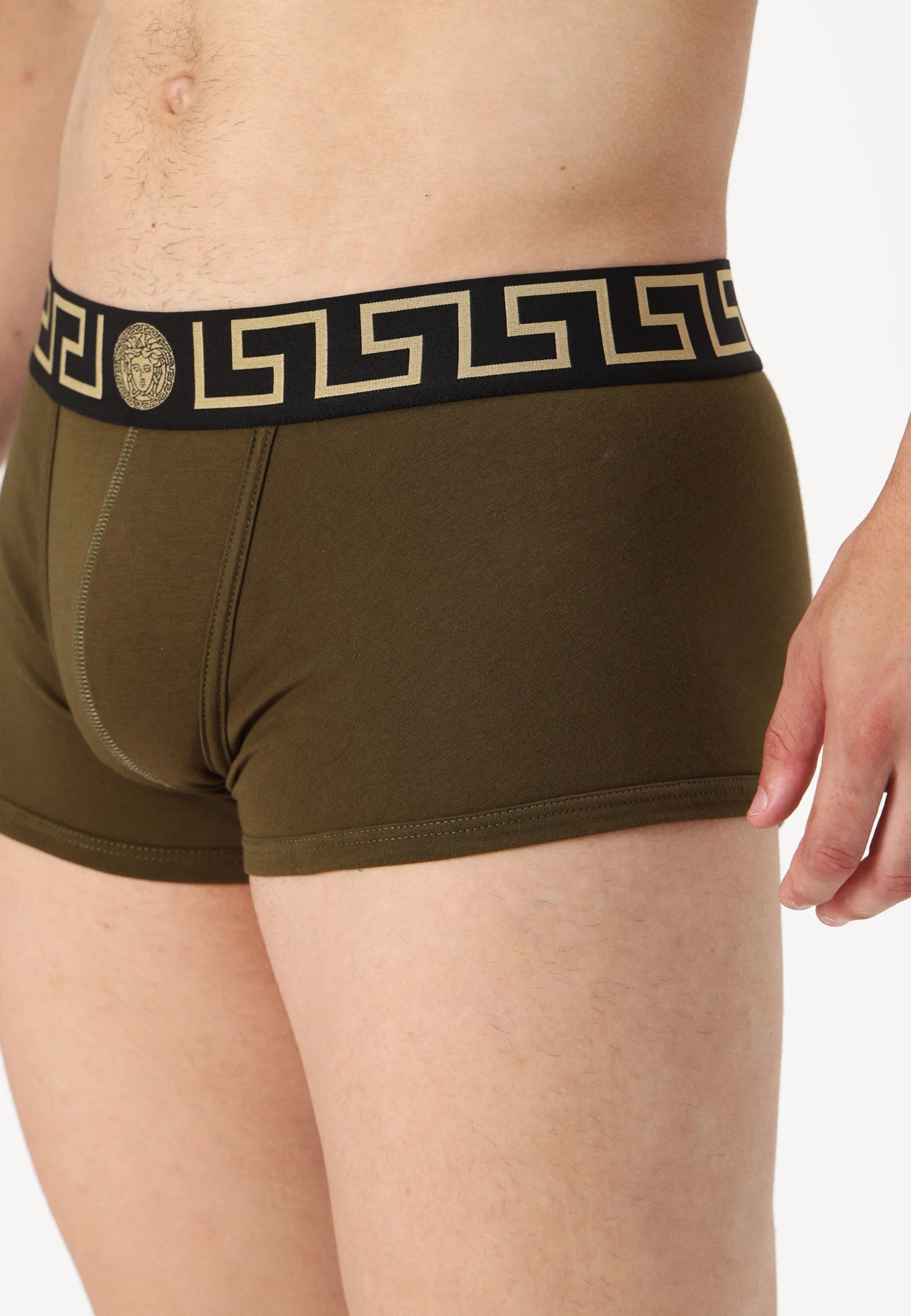Bavlněné Stretch Versace Low Rise Trunks – tmavě zelené