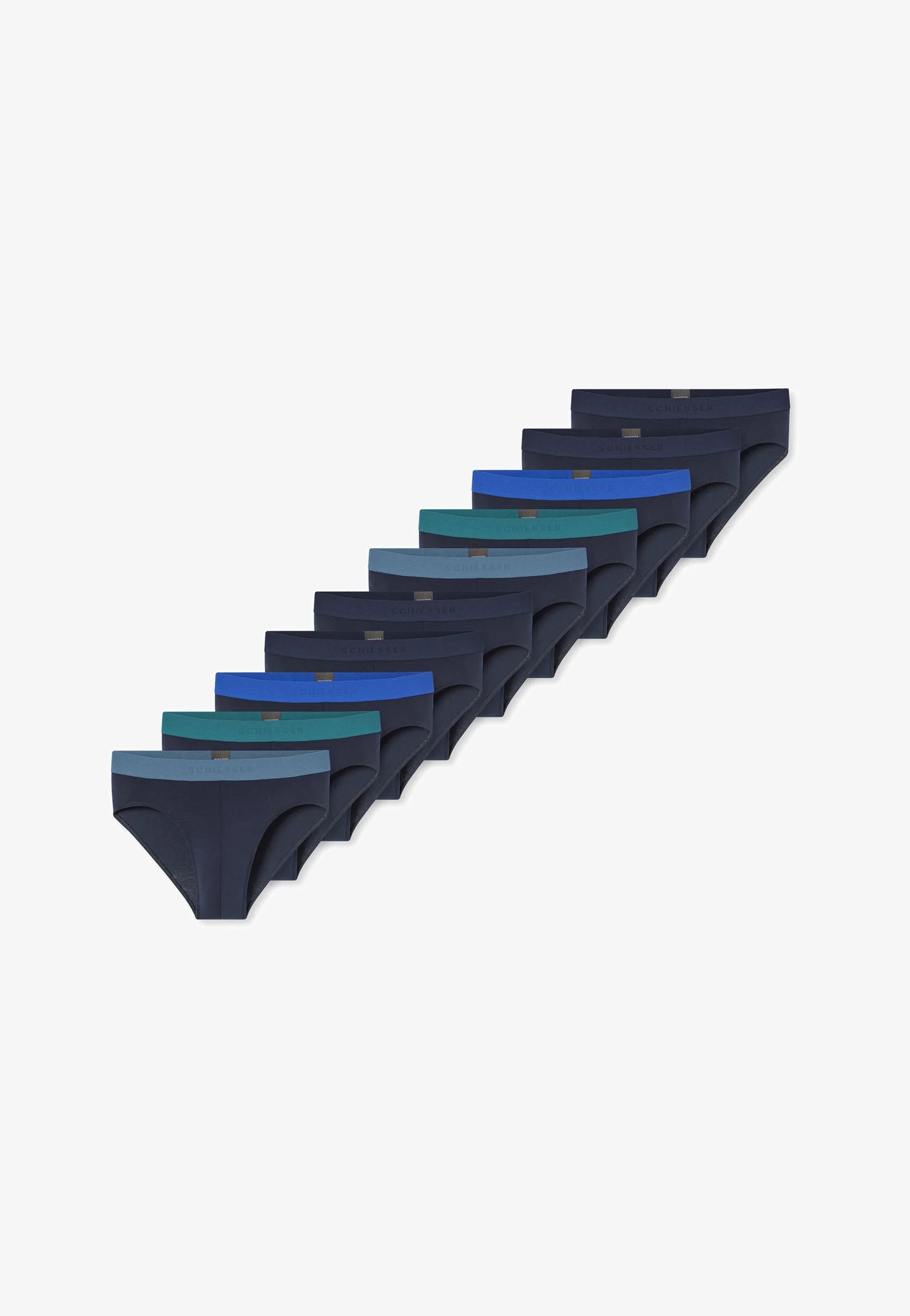 Schiesser 95 5 Lot de 10 slips – Bleu foncé, bleu, vert